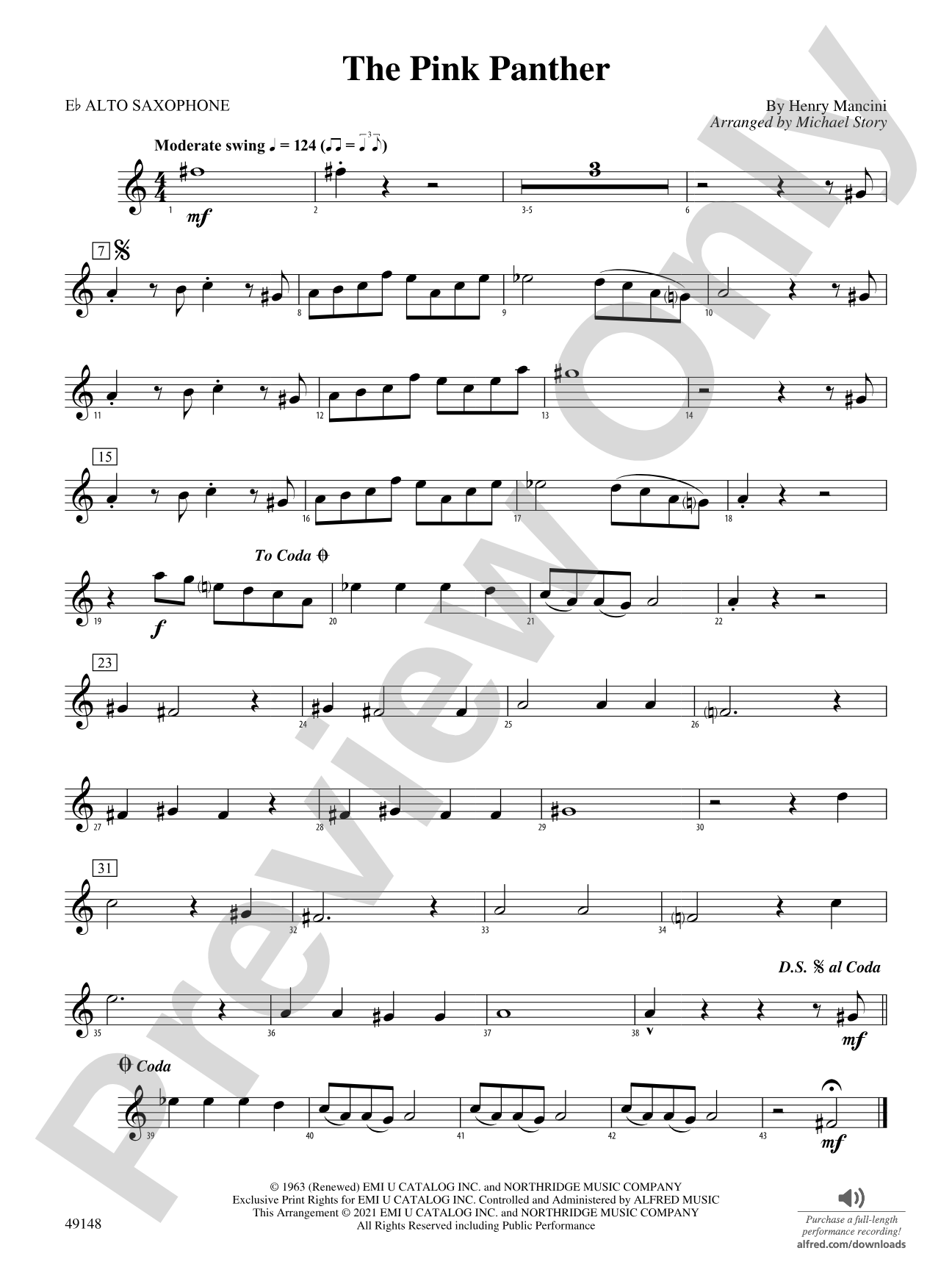 The Pink Panther: E-flat Alto Saxophone