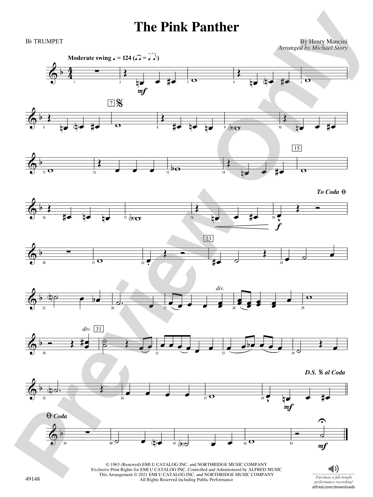 The Pink Panther: 1st B-flat Trumpet