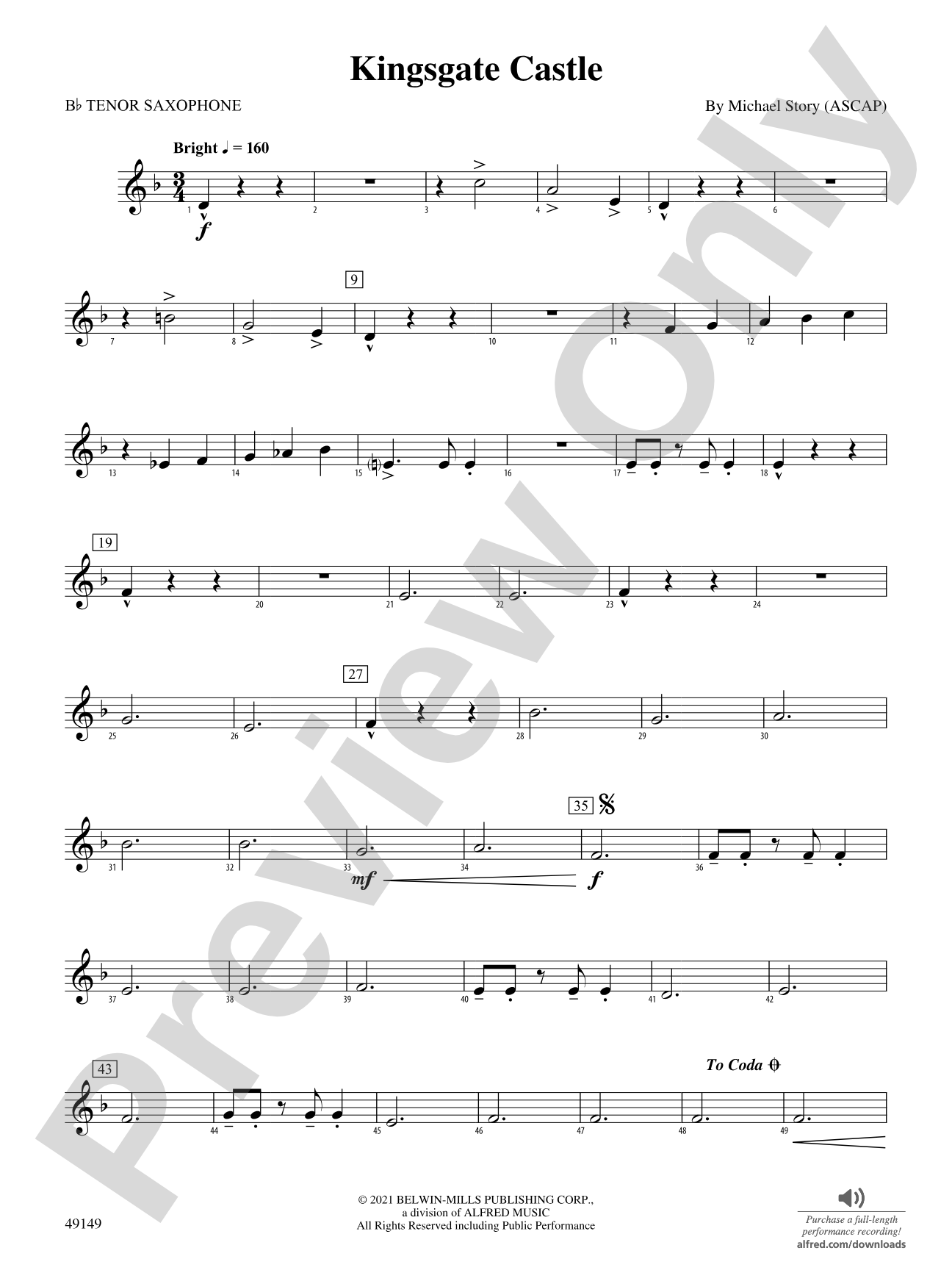 Kingsgate Castle: B-flat Tenor Saxophone