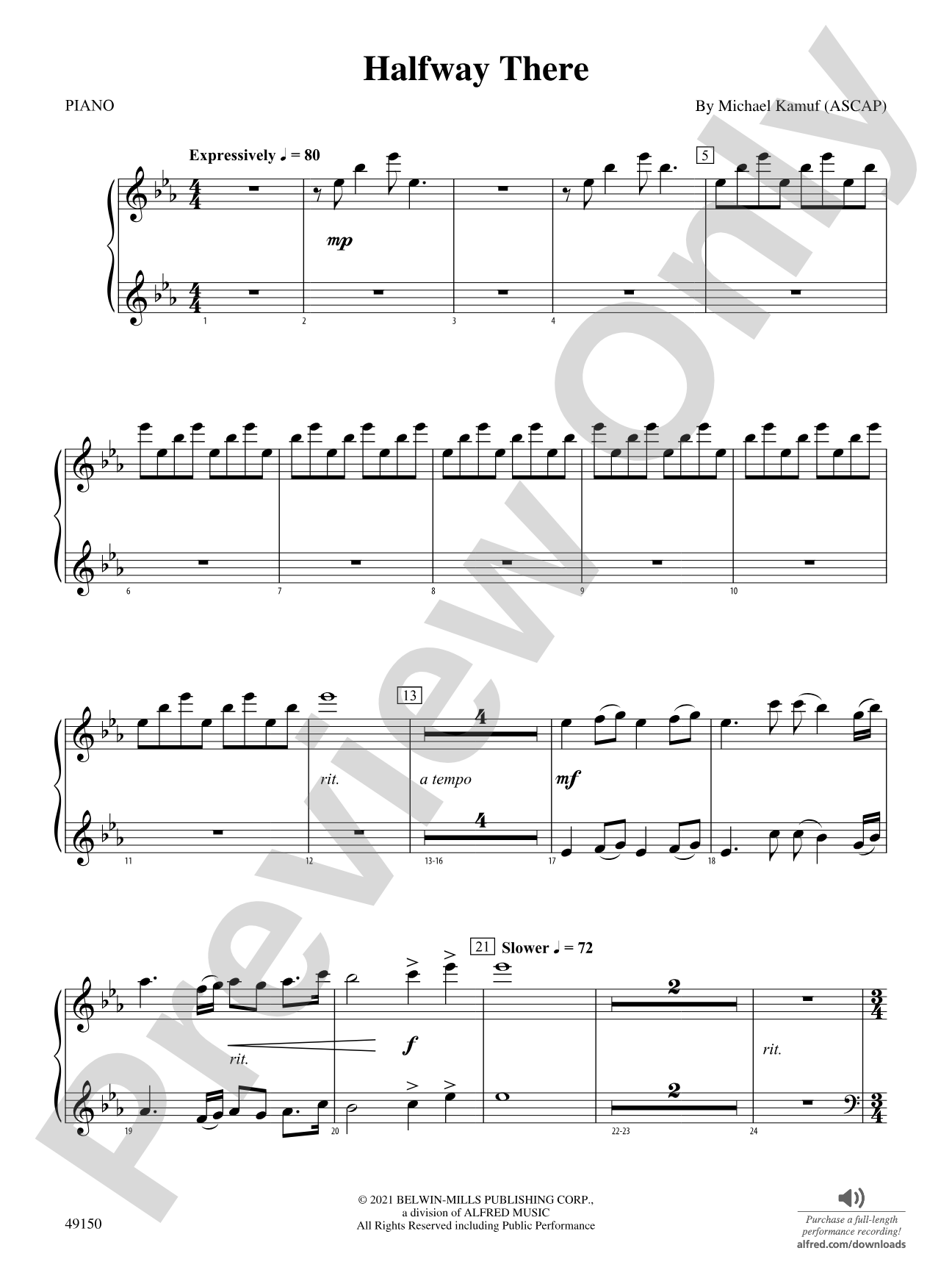 Halfway There: Piano Accompaniment