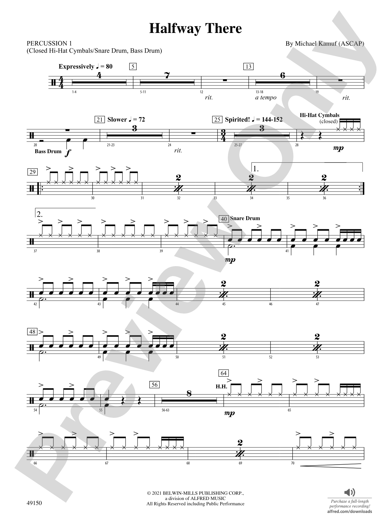 Halfway There: 1st Percussion