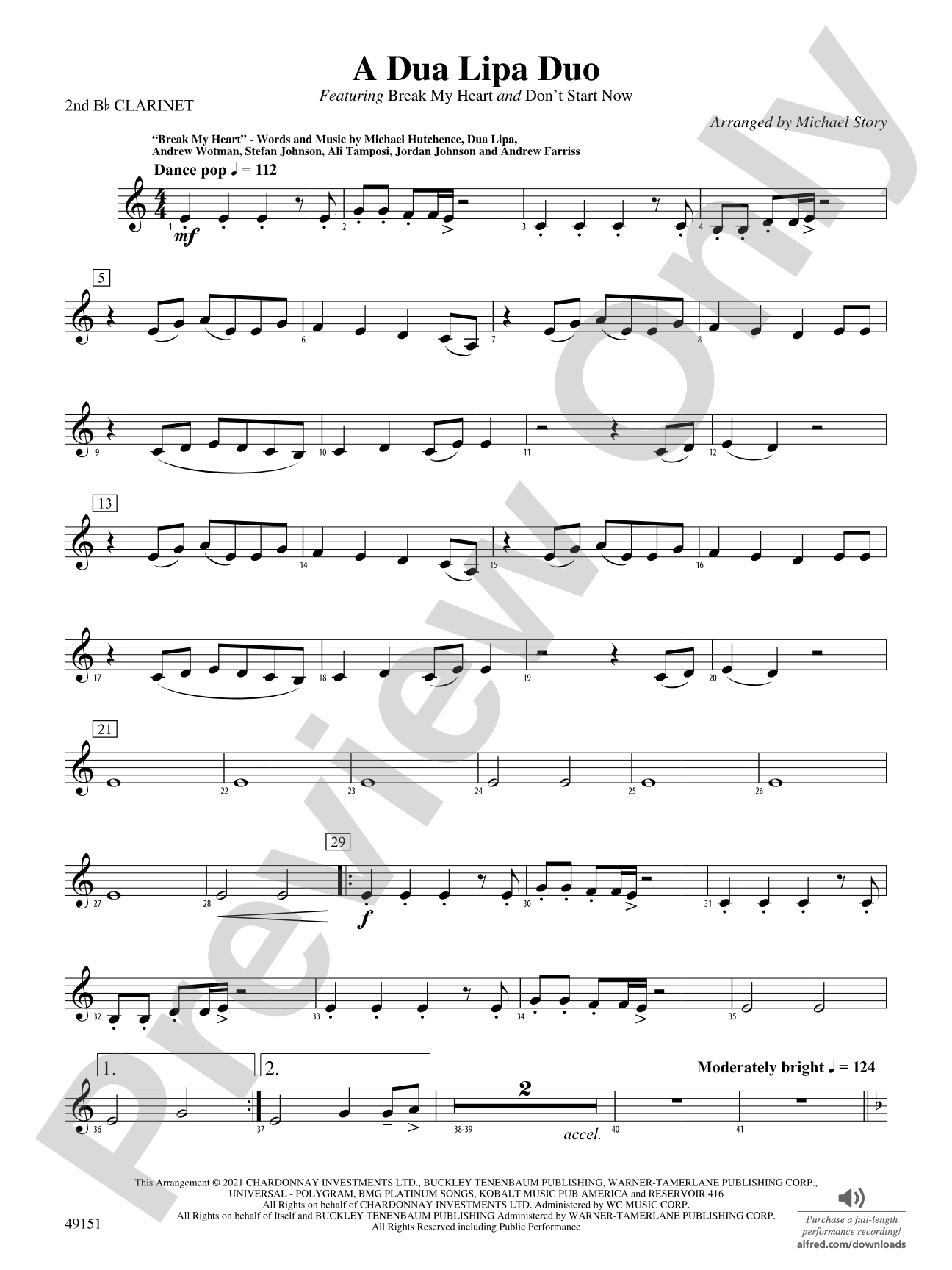 A Dua Lipa Duo: 2nd B-flat Clarinet