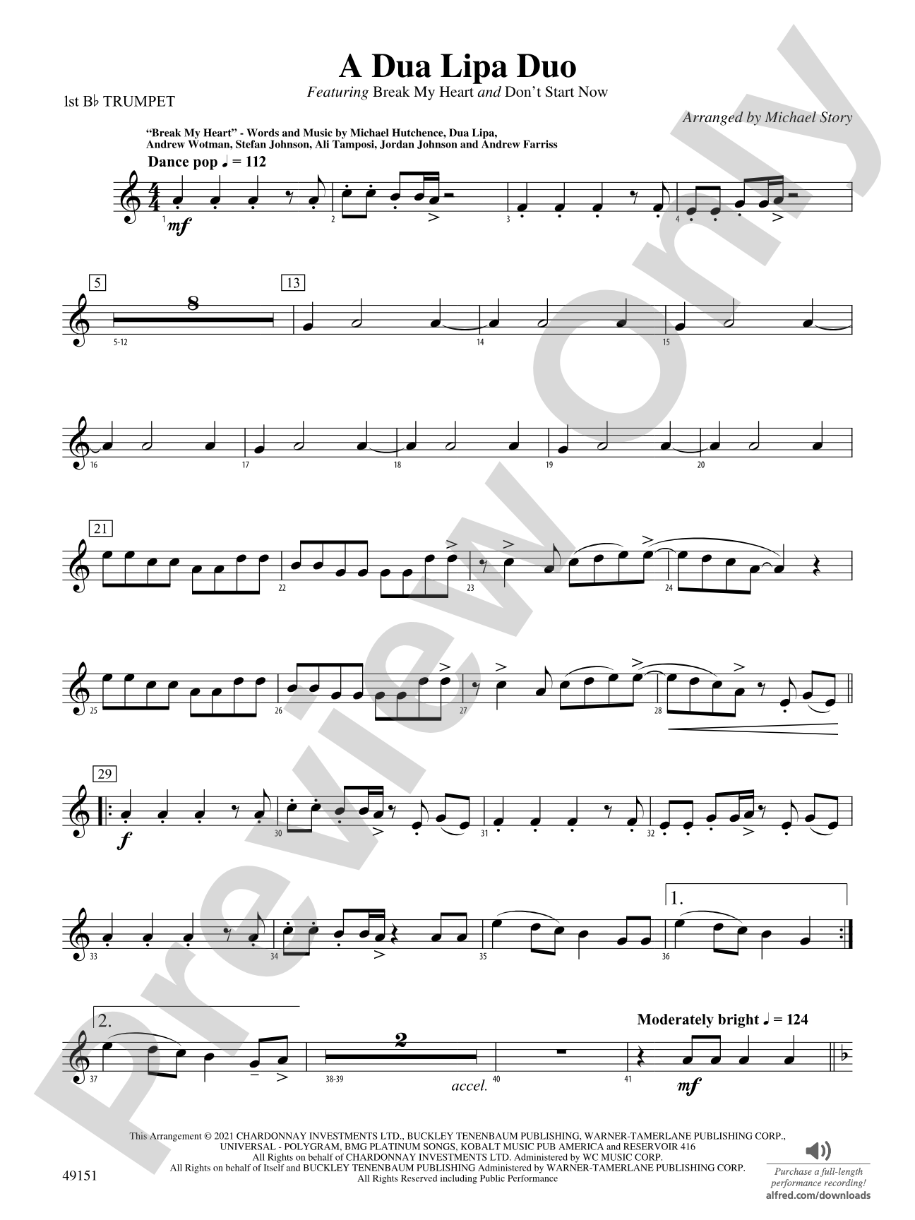 A Dua Lipa Duo: 1st B-flat Trumpet