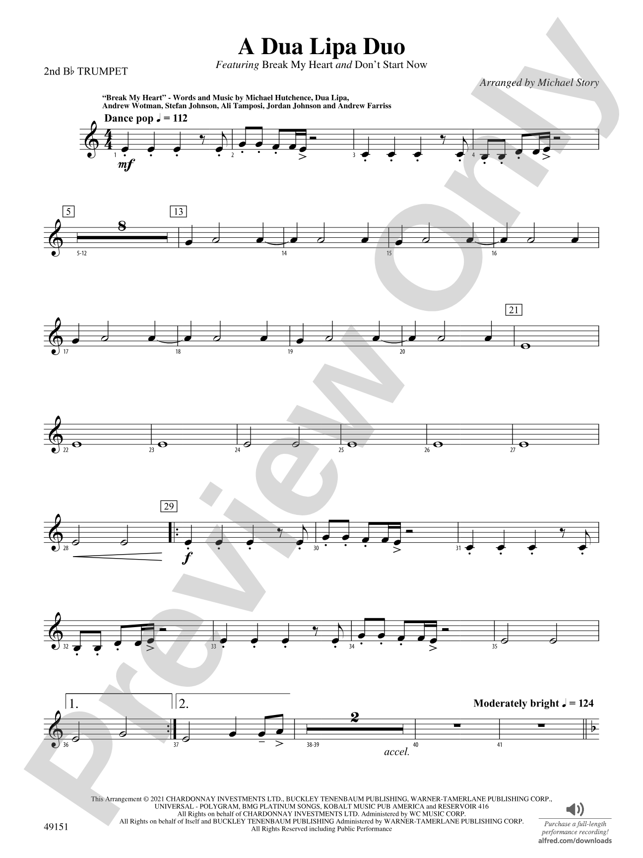 A Dua Lipa Duo: 2nd B-flat Trumpet