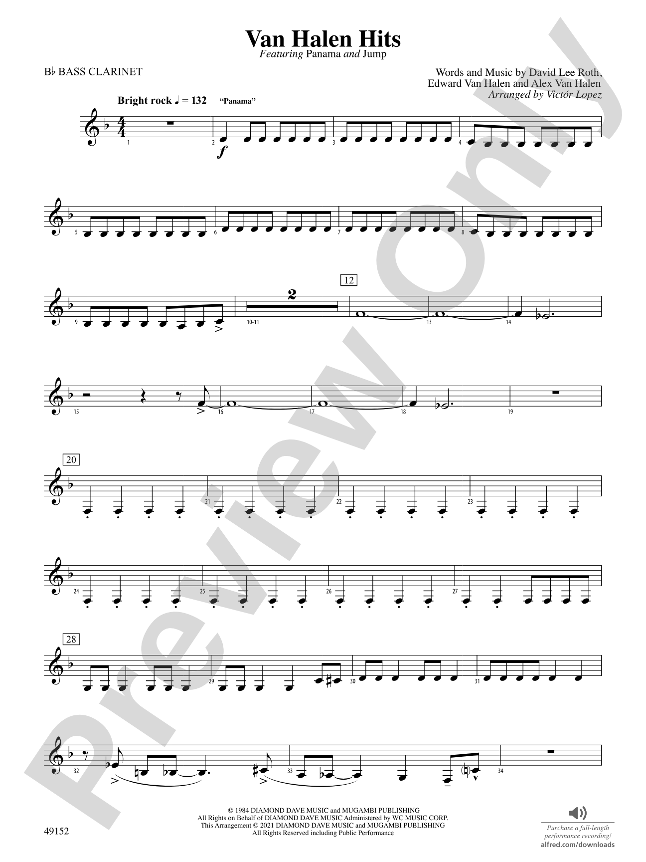 Van Halen Hits: B-flat Bass Clarinet