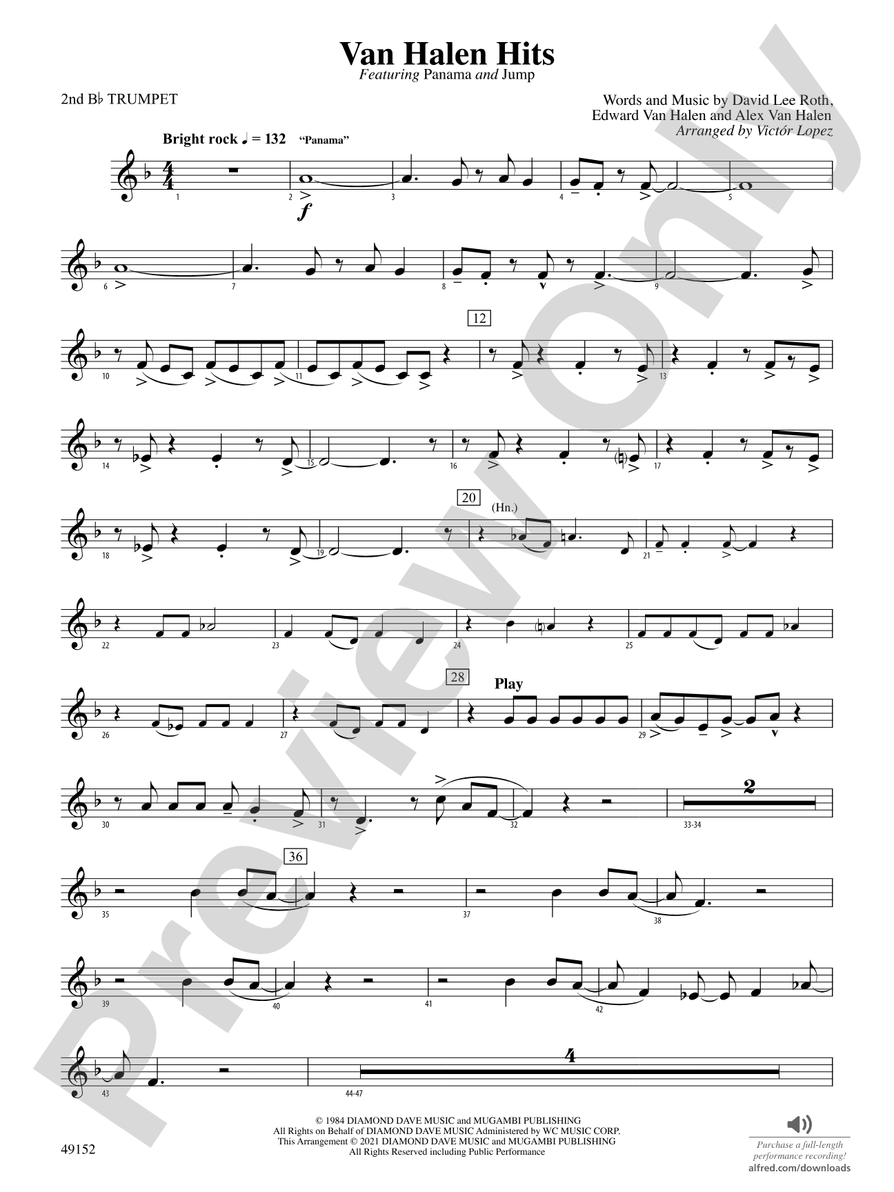 Van Halen Hits: 2nd B-flat Trumpet