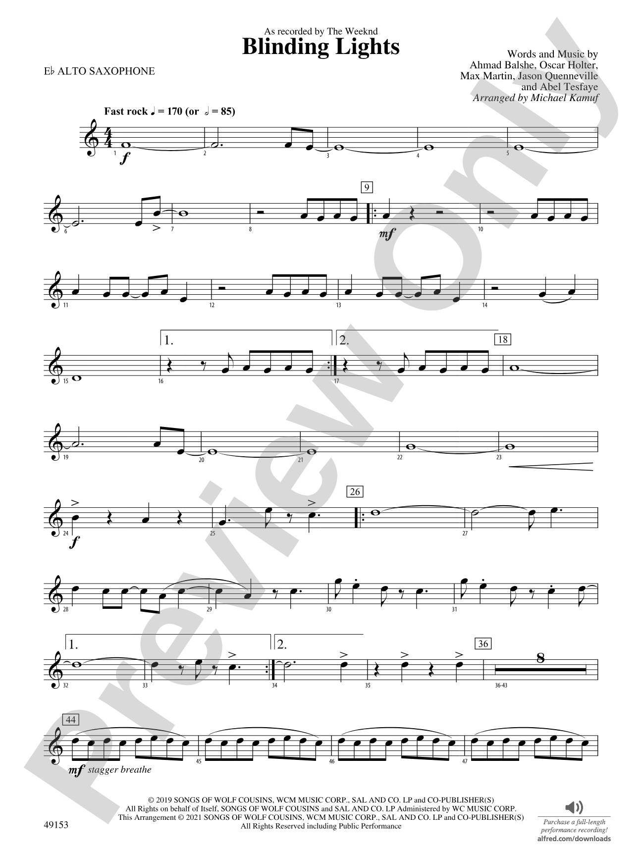 Blinding Lights: E-flat Alto Saxophone