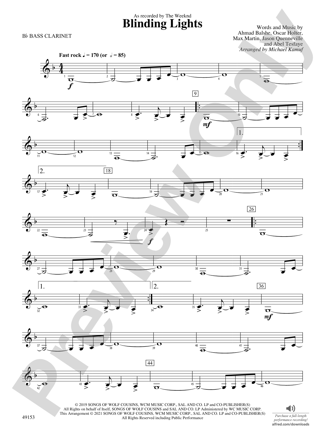 Blinding Lights: B-flat Bass Clarinet