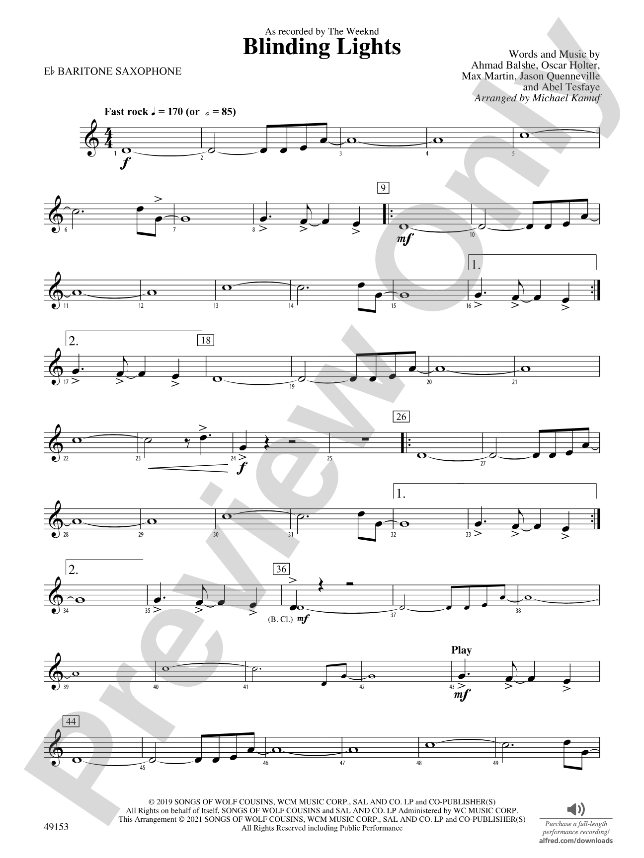 Blinding Lights: E-flat Baritone Saxophone