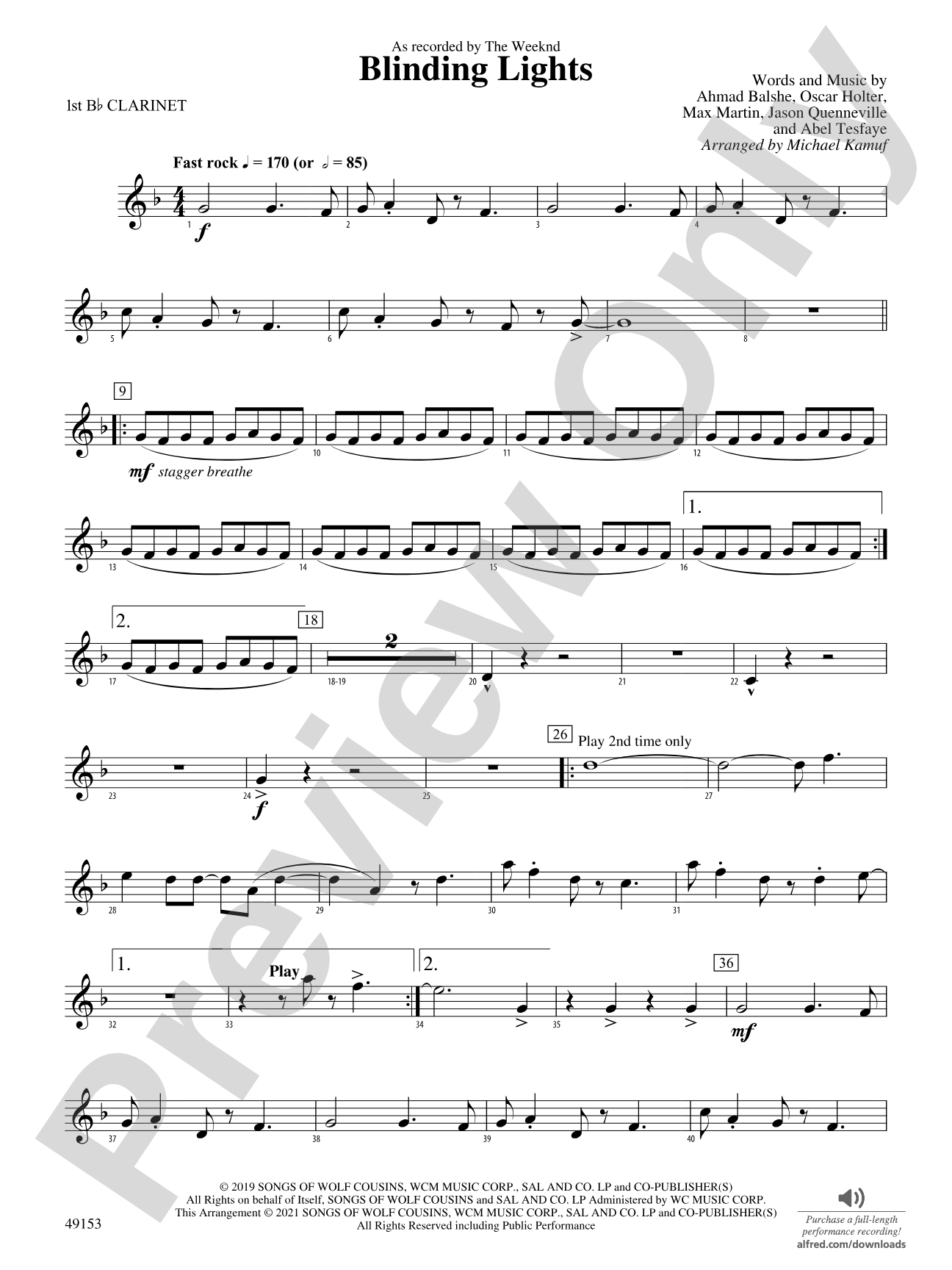Blinding Lights: 1st B-flat Clarinet