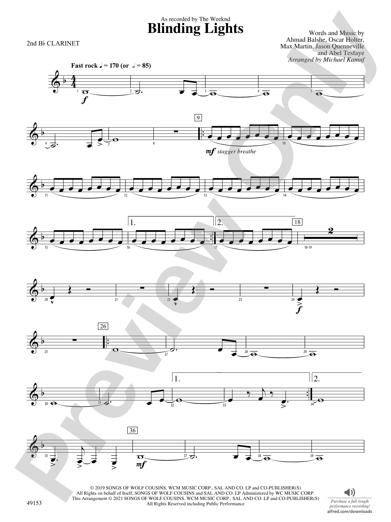 Blinding Lights: 2nd B-flat Clarinet