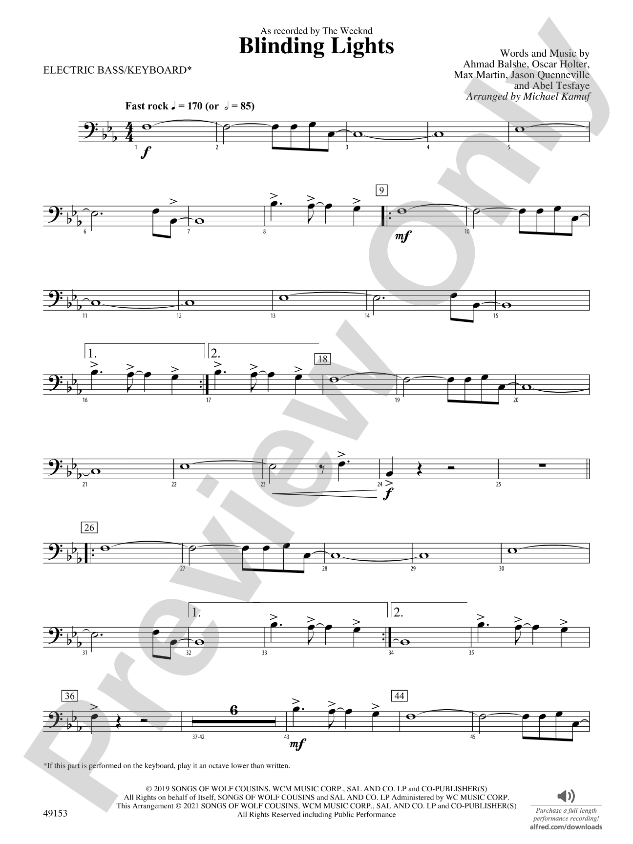 Blinding Lights: Piano Accompaniment