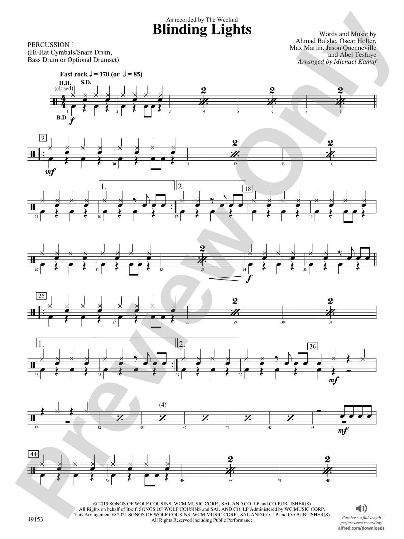 Blinding Lights: 1st Percussion