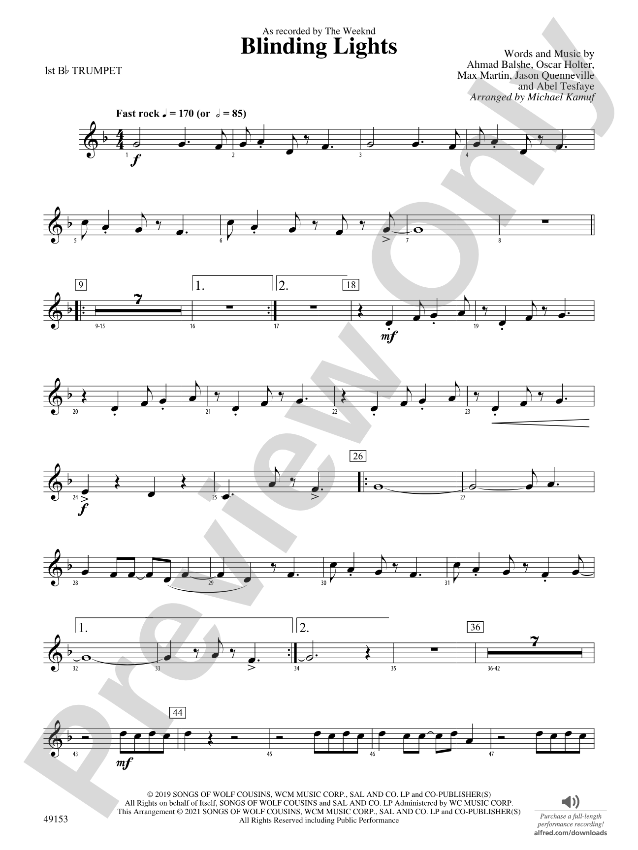 Blinding Lights: 1st B-flat Trumpet