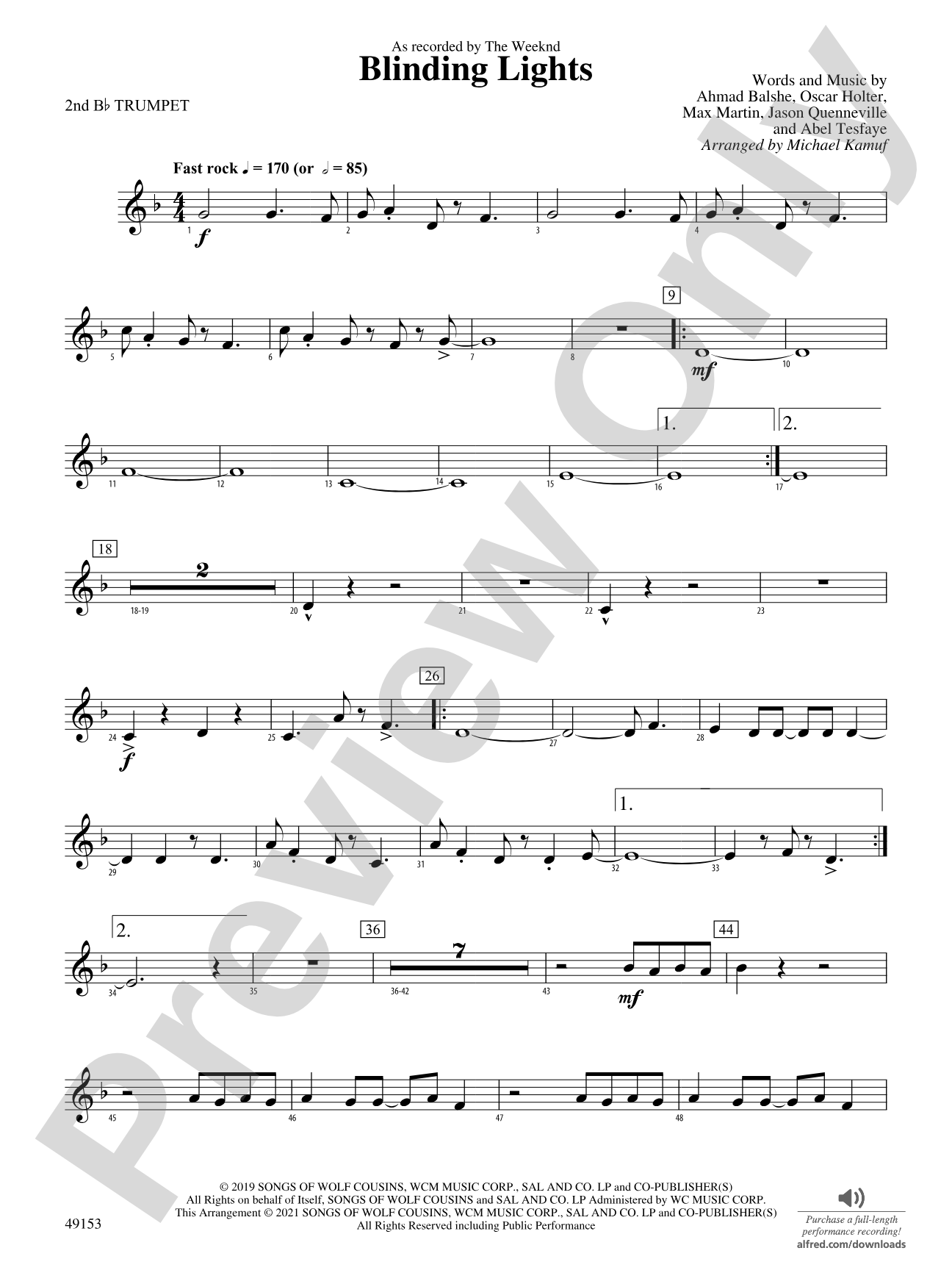 Blinding Lights: 2nd B-flat Trumpet