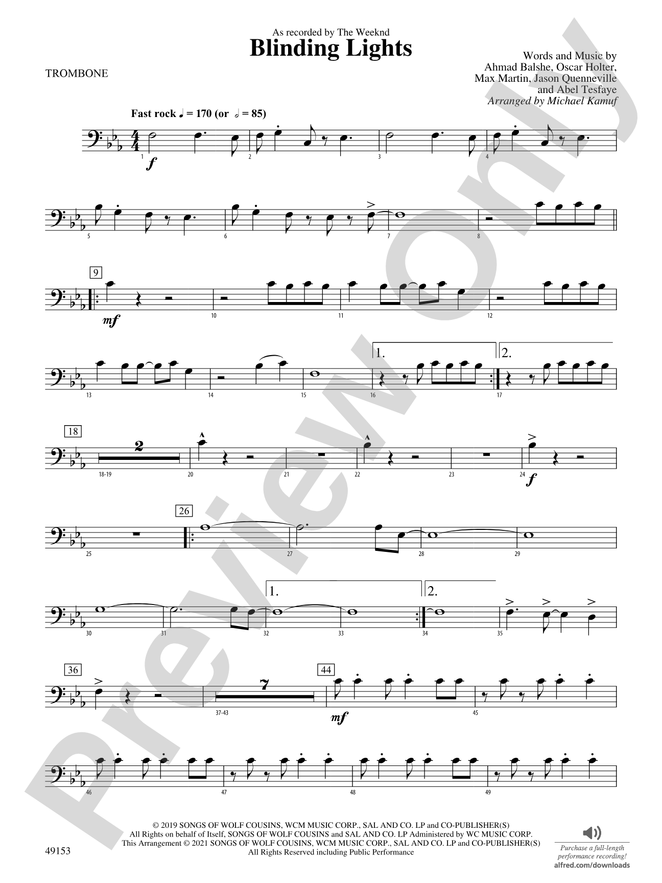 Blinding Lights: 1st Trombone