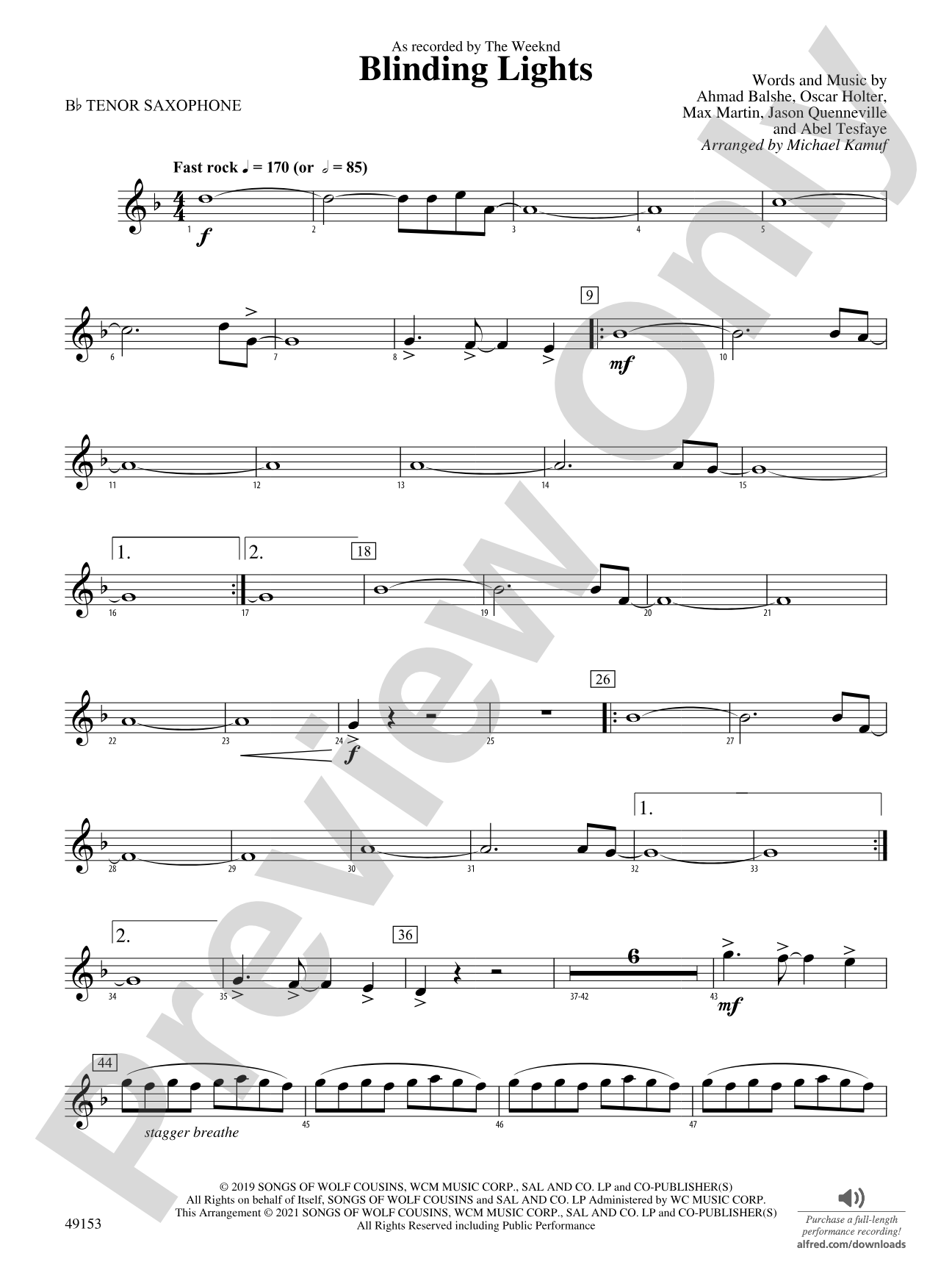 Blinding Lights: B-flat Tenor Saxophone
