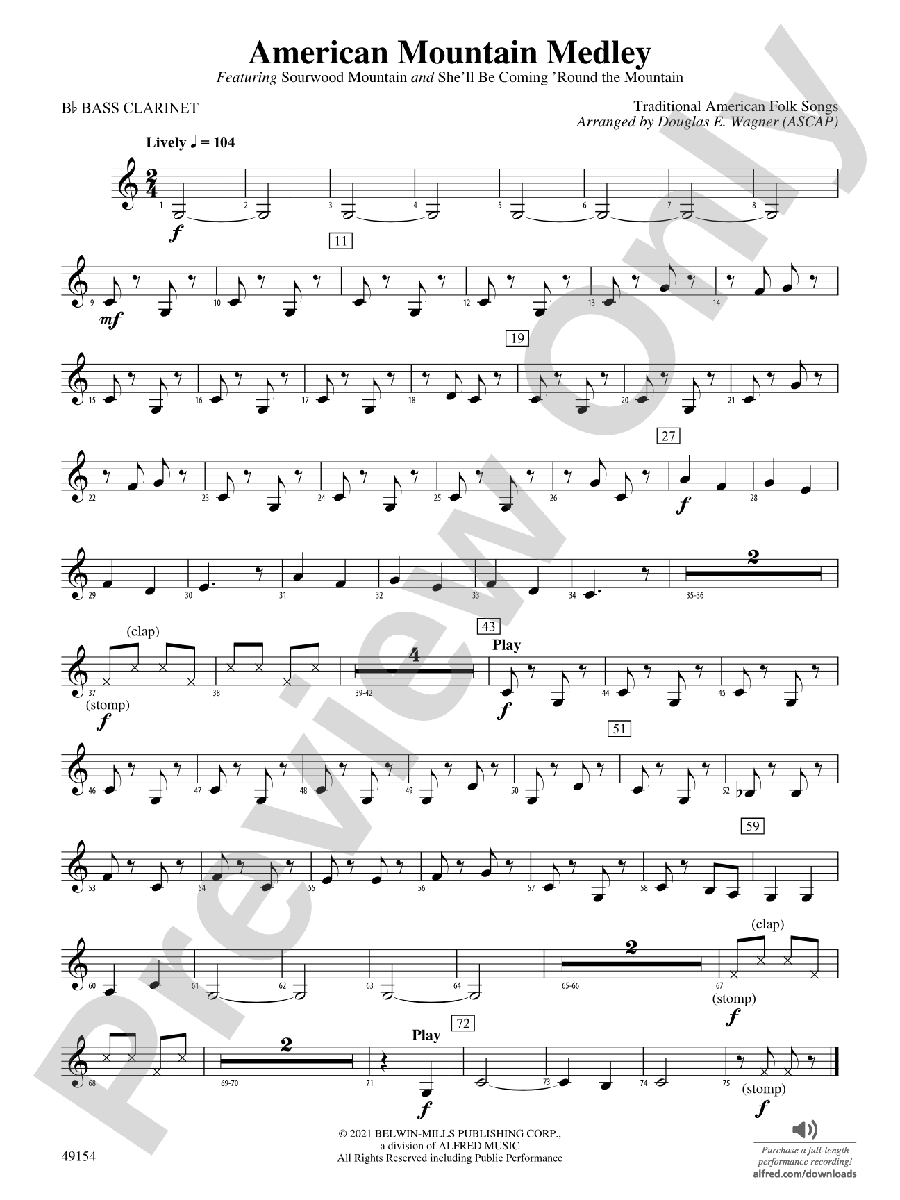 American Mountain Medley: B-flat Bass Clarinet