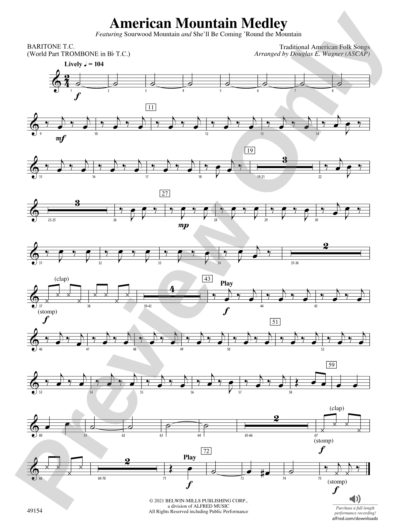 American Mountain Medley: Baritone T.C.