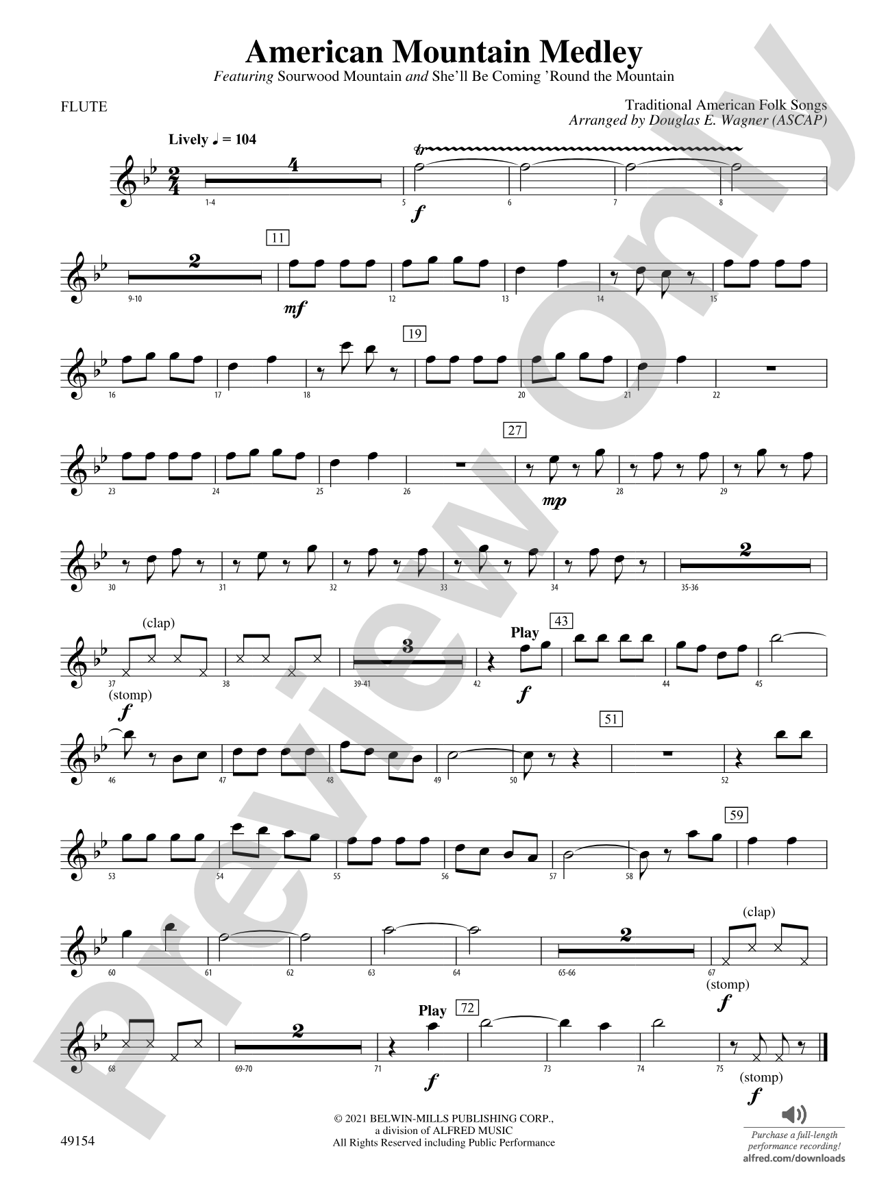 American Mountain Medley: Flute