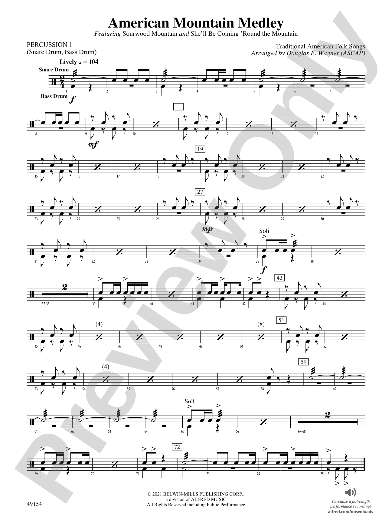 American Mountain Medley: 1st Percussion