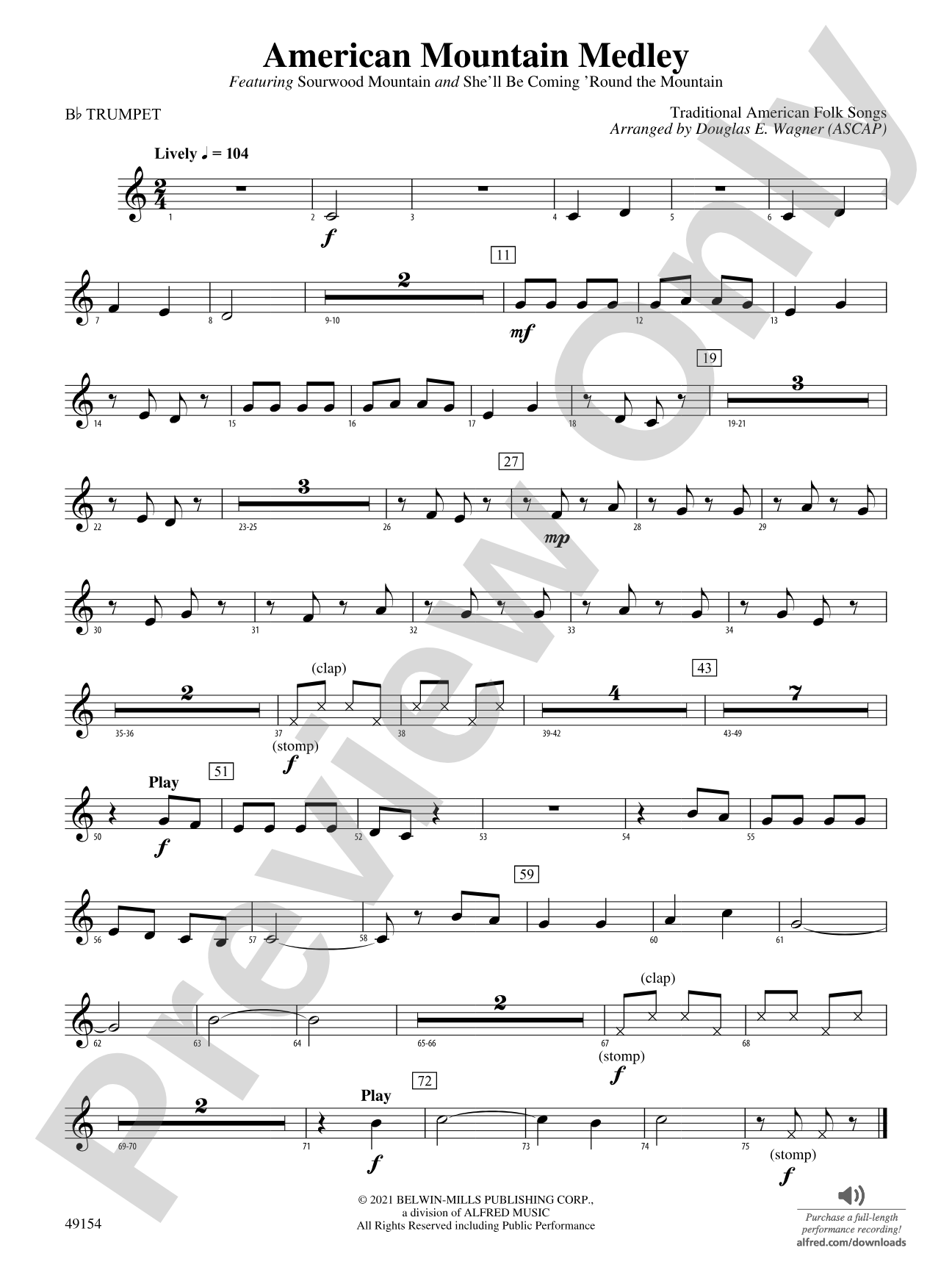 American Mountain Medley: 1st B-flat Trumpet