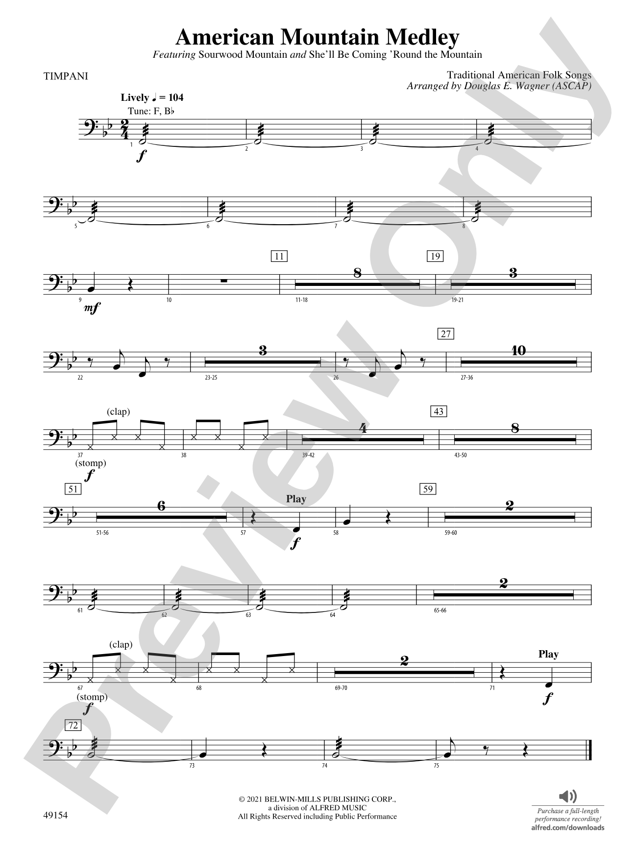 American Mountain Medley: Timpani