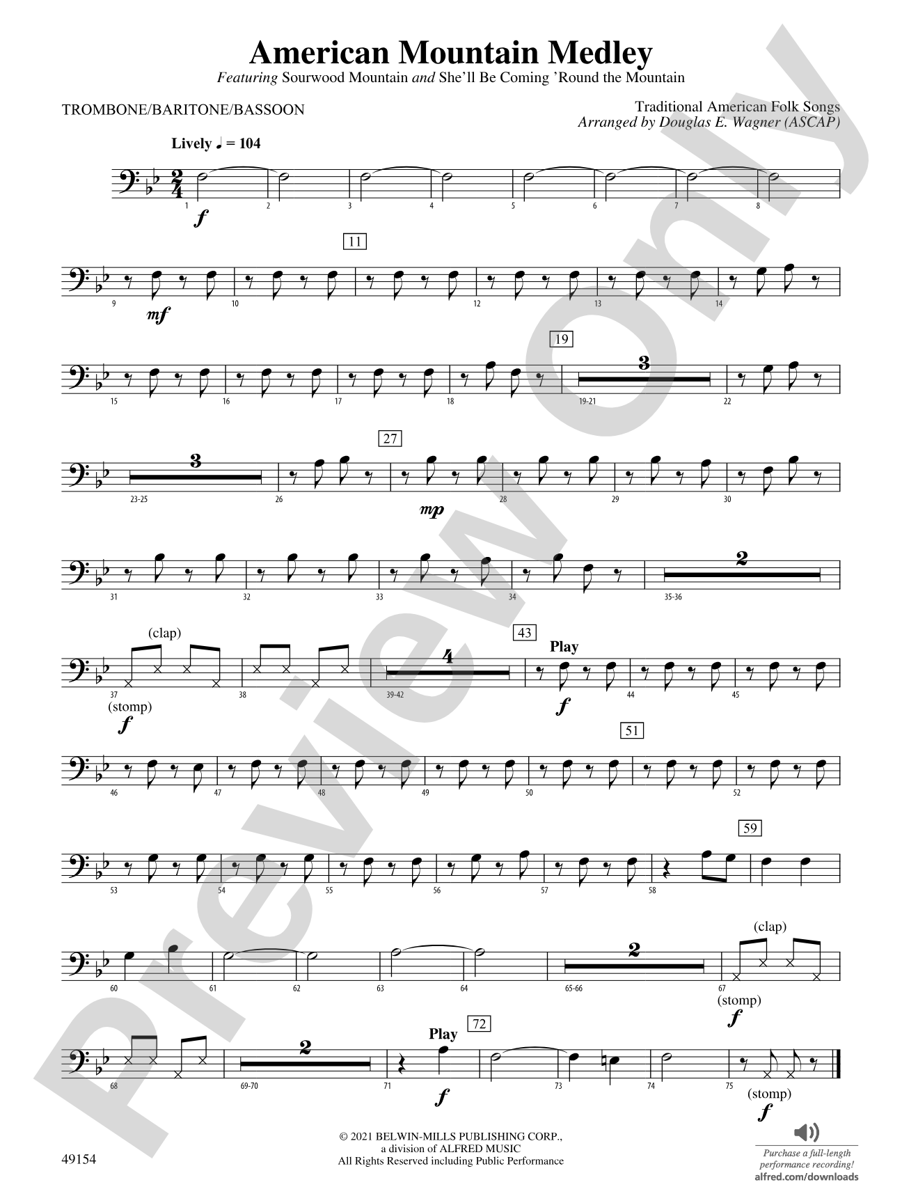 American Mountain Medley: 1st Trombone