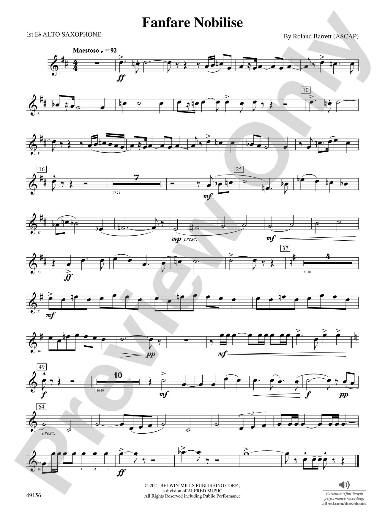 Fanfare Nobilise: E-flat Alto Saxophone