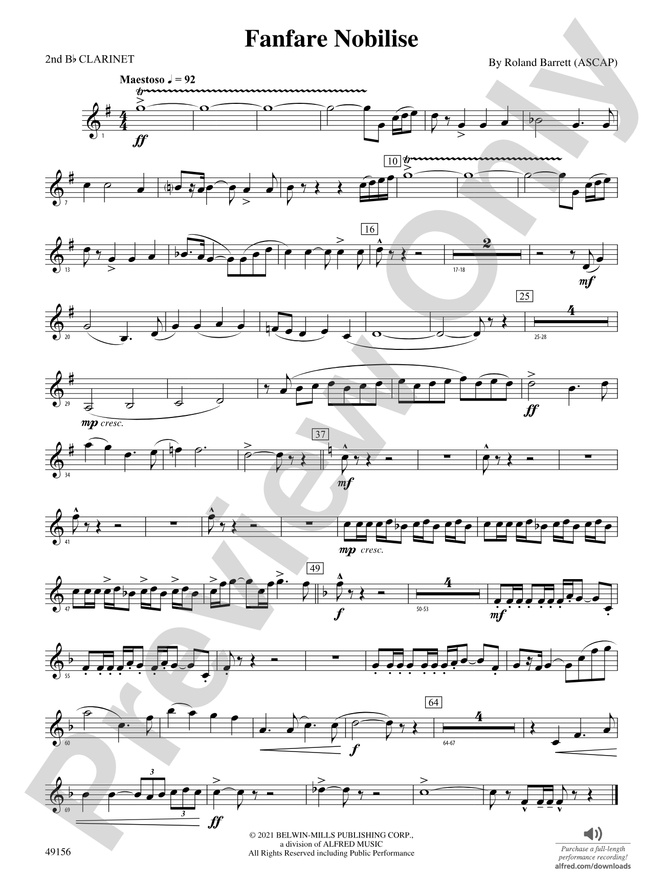 Fanfare Nobilise: 2nd B-flat Clarinet
