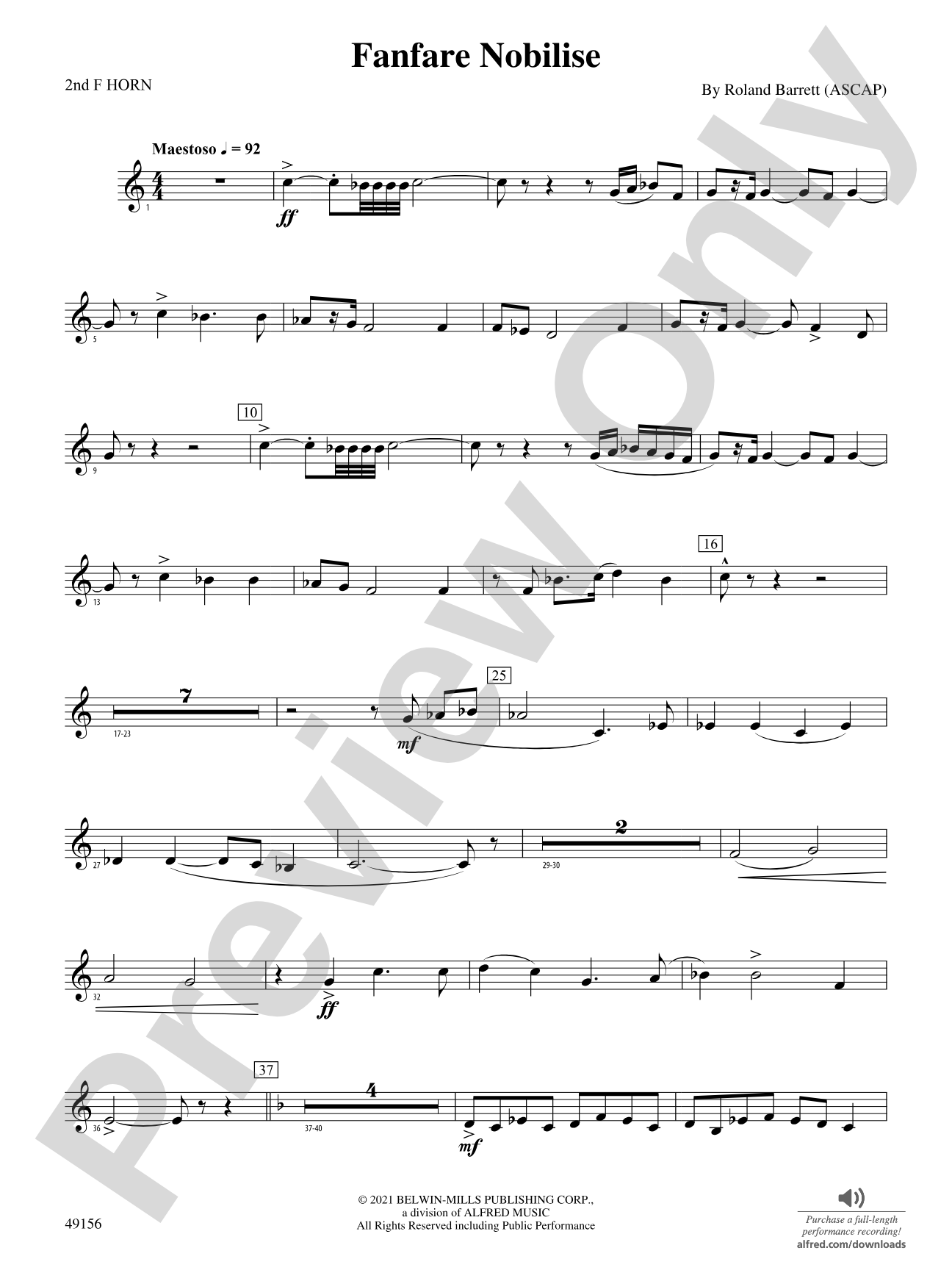 Fanfare Nobilise: 2nd F Horn