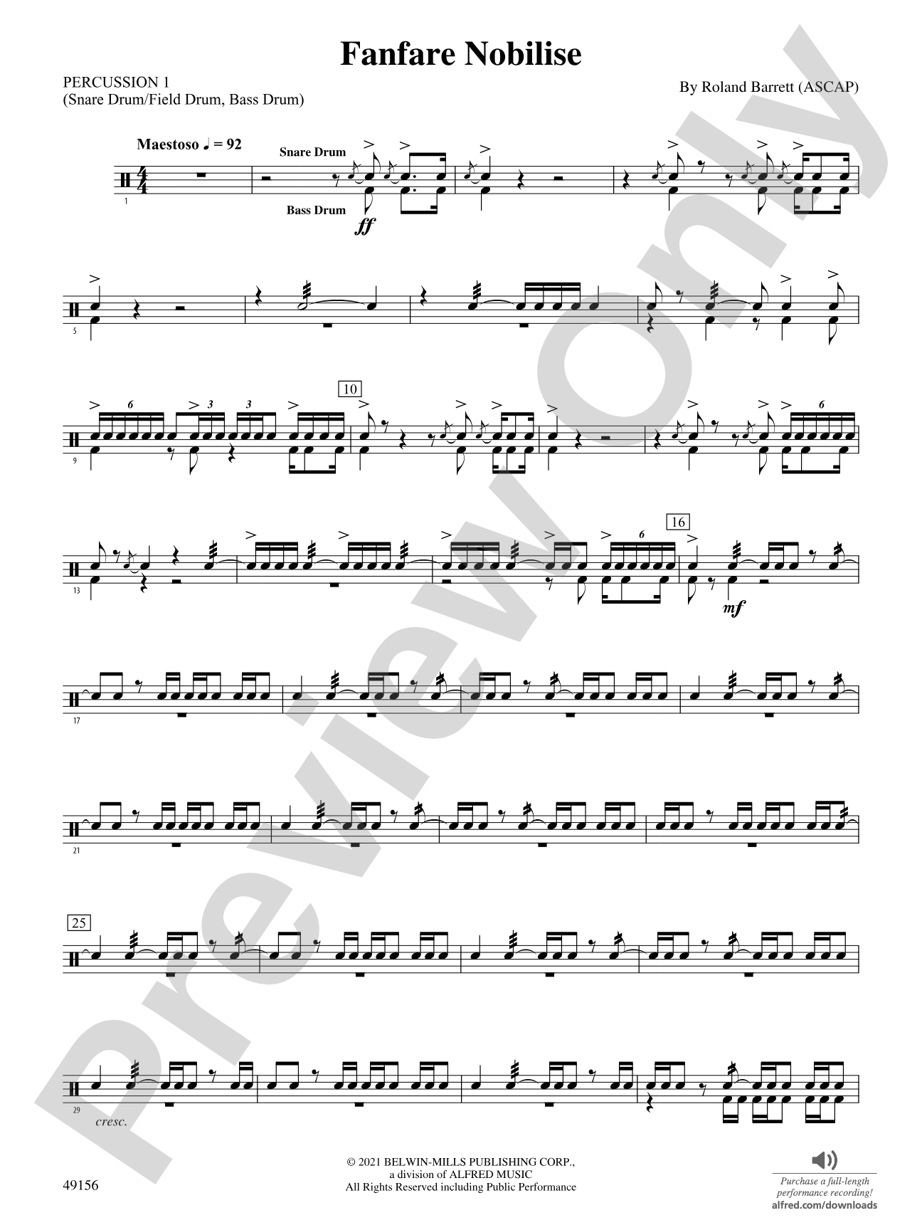 Fanfare Nobilise: 1st Percussion