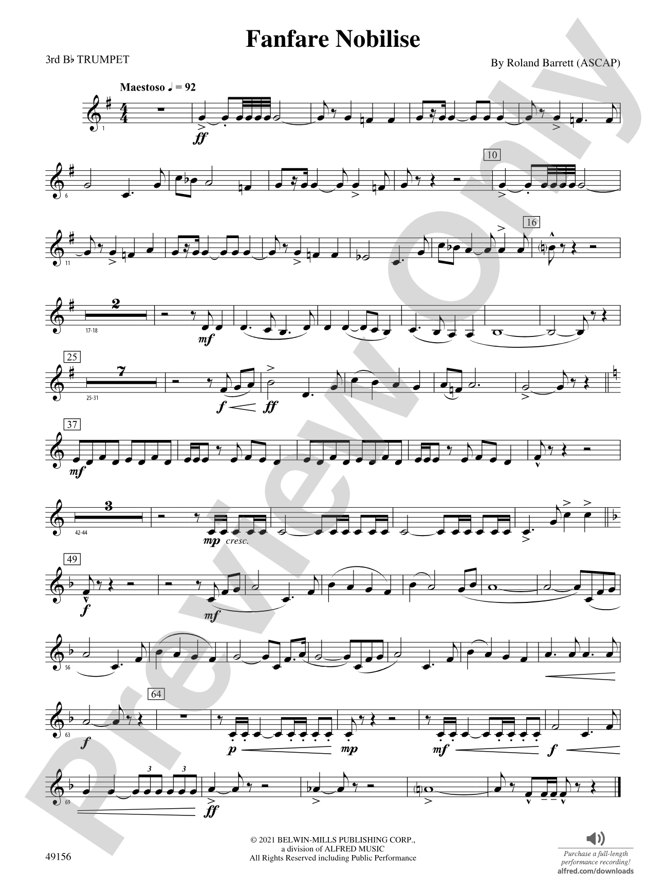 Fanfare Nobilise: 3rd B-flat Trumpet