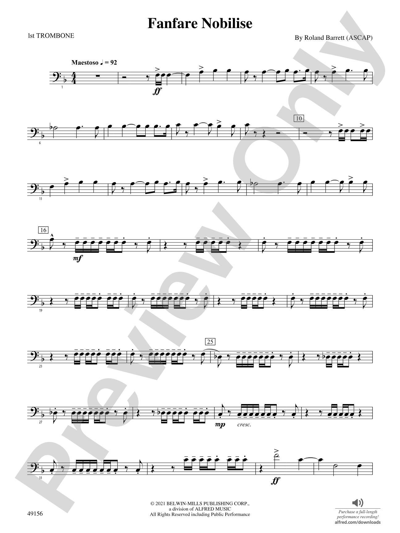 Fanfare Nobilise: 1st Trombone