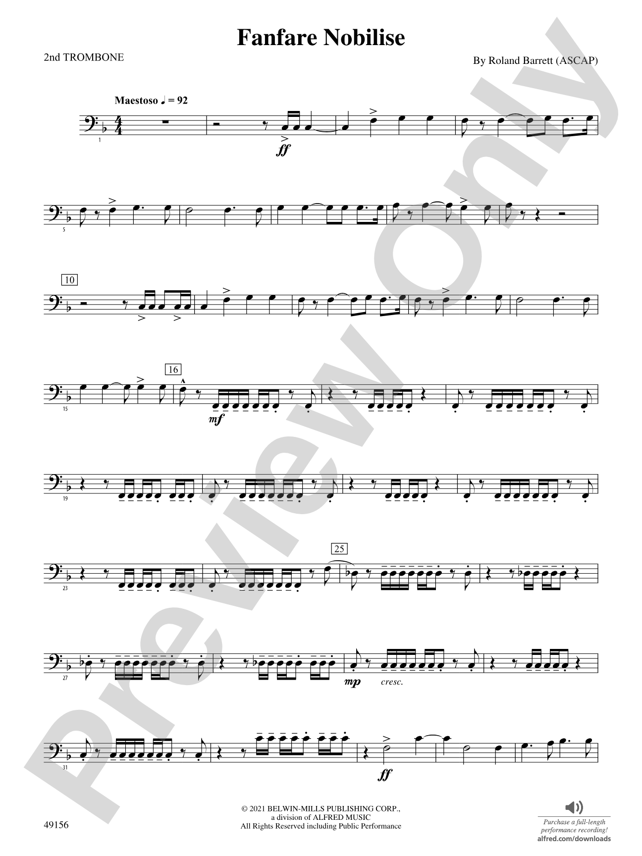 Fanfare Nobilise: 2nd Trombone