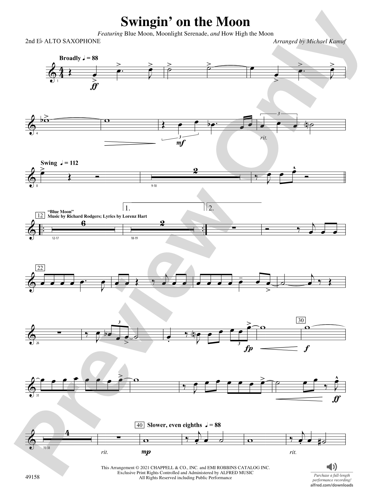 Swingin' on the Moon: 2nd E-flat Alto Saxophone