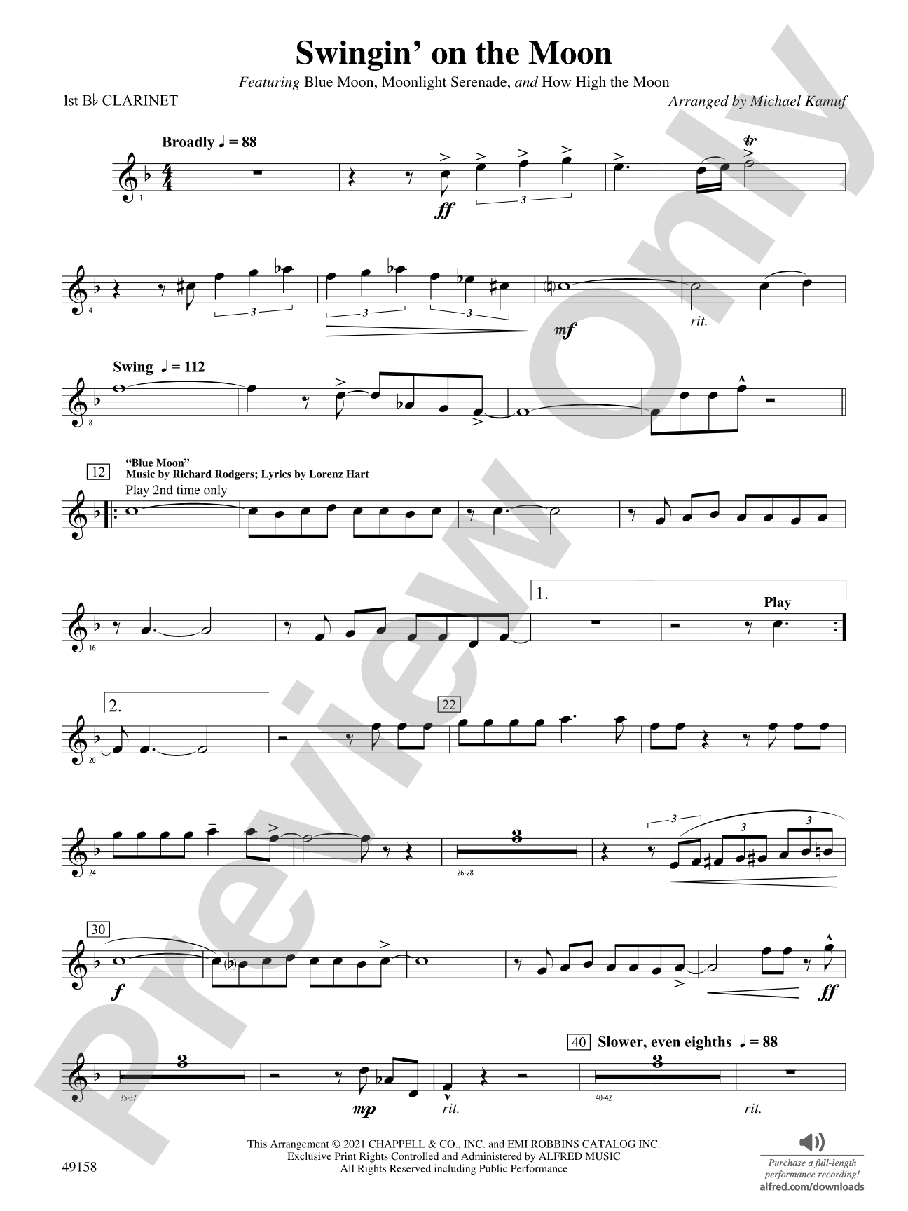Swingin' on the Moon: 1st B-flat Clarinet