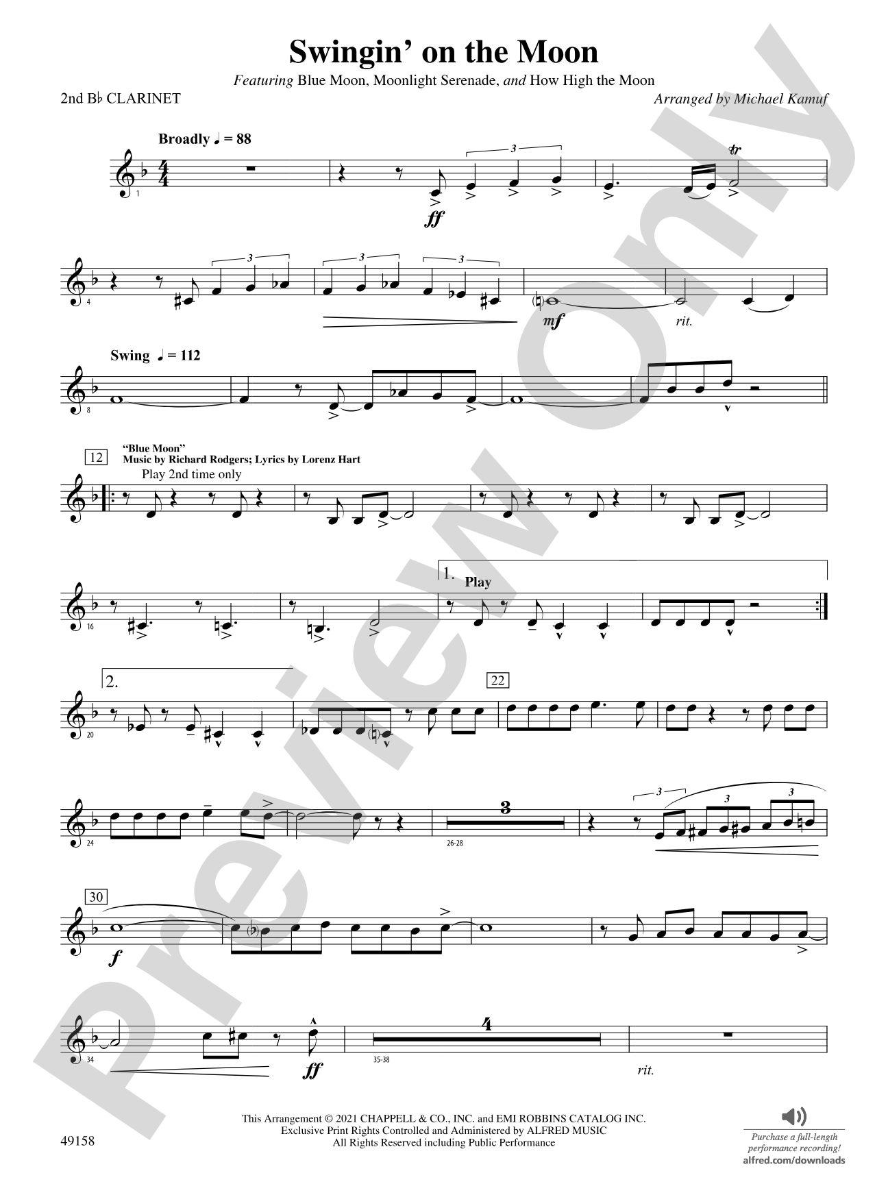 Swingin' on the Moon: 2nd B-flat Clarinet