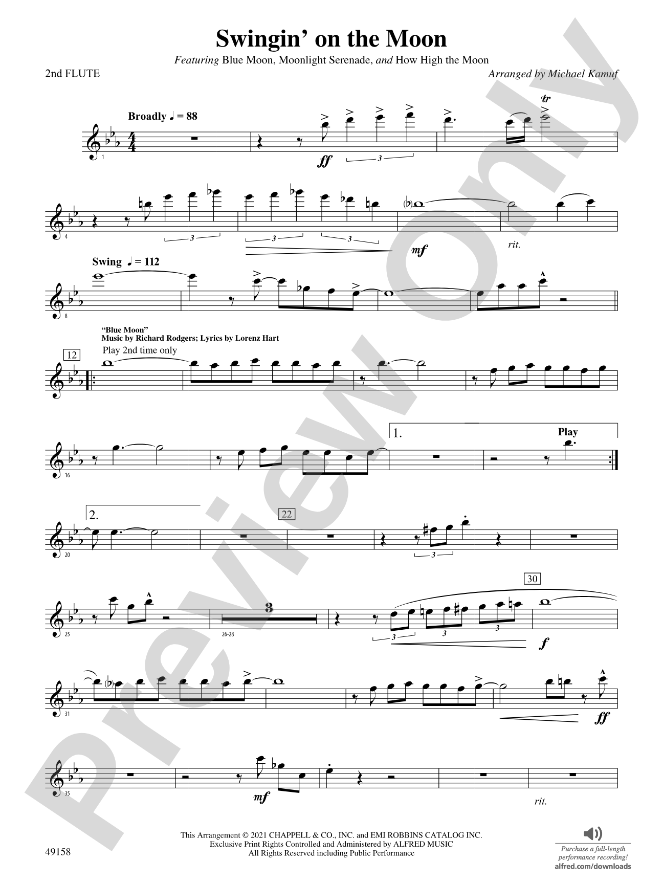 Swingin' on the Moon: 2nd Flute