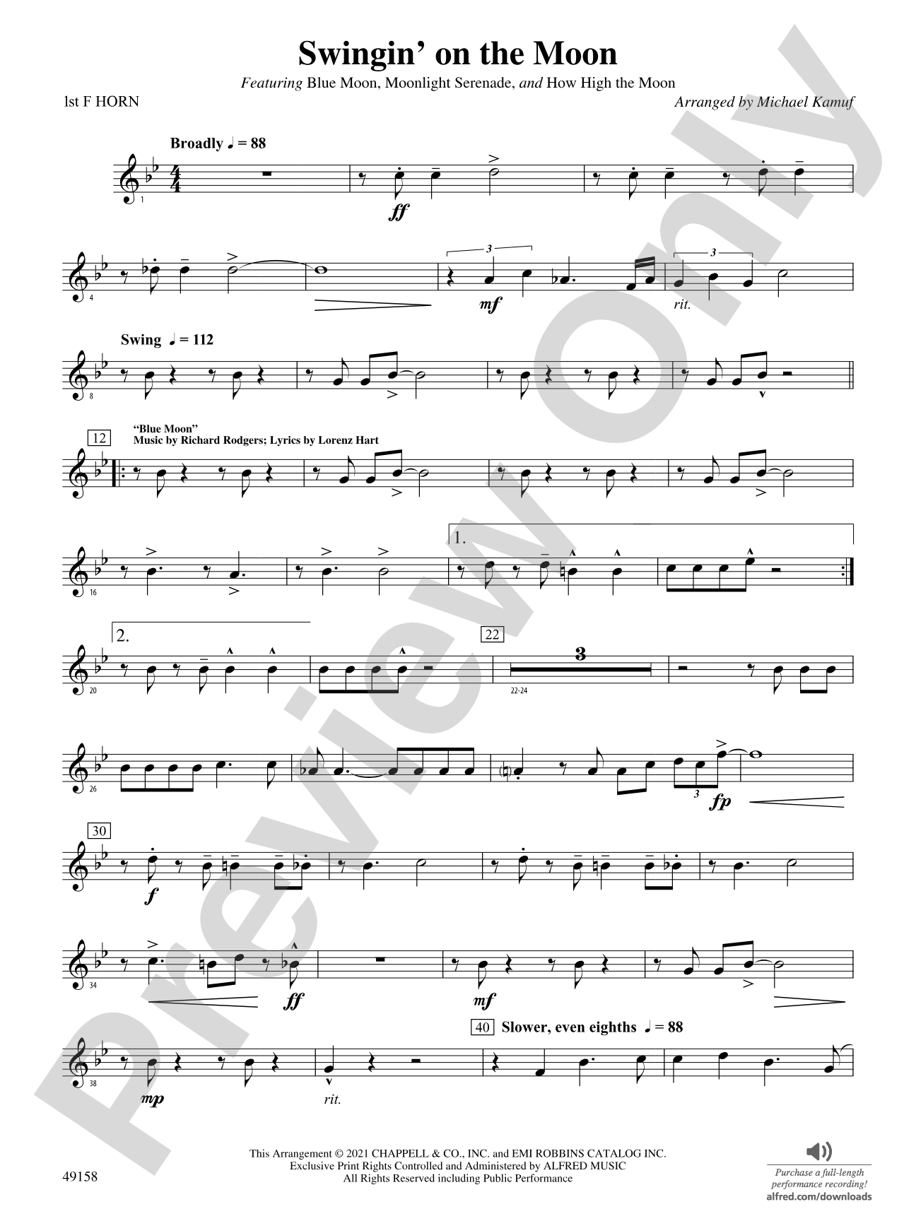 Swingin' on the Moon: 1st F Horn