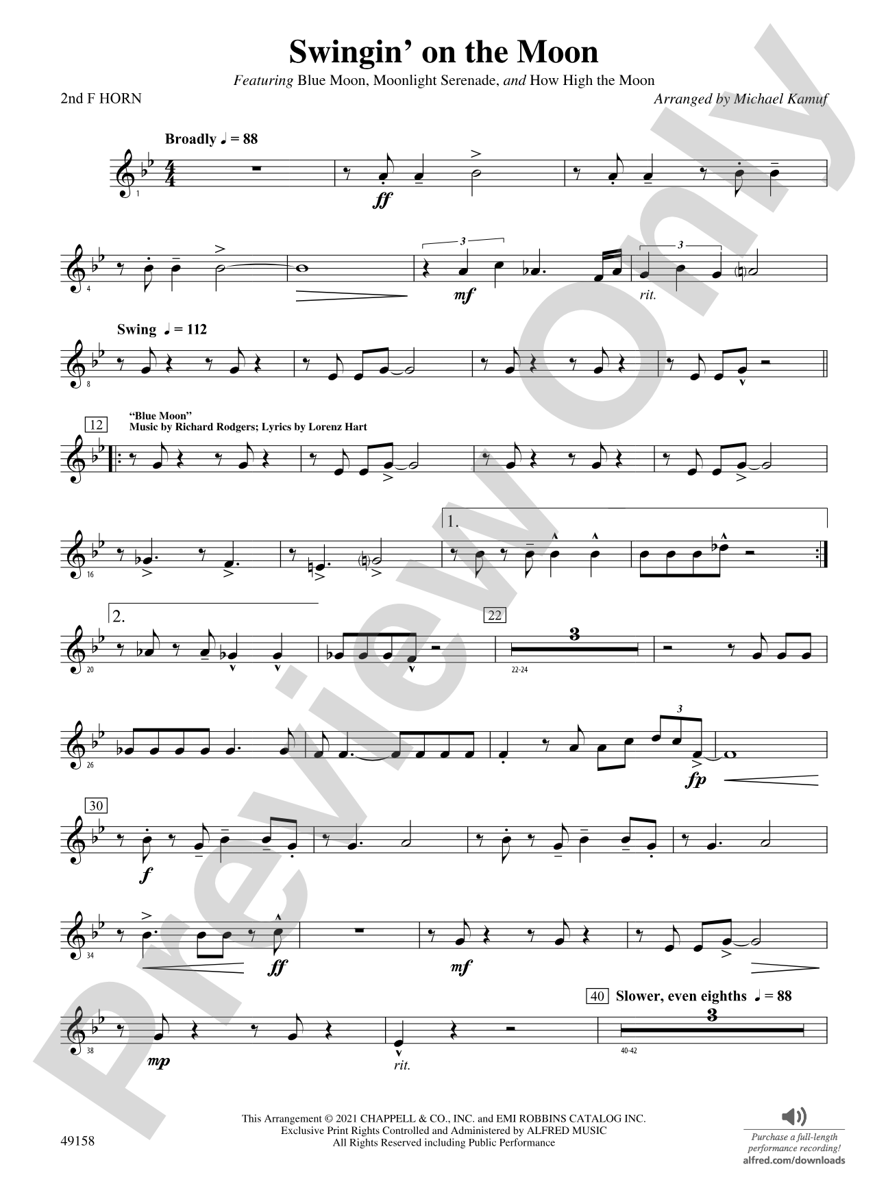 Swingin' on the Moon: 2nd F Horn