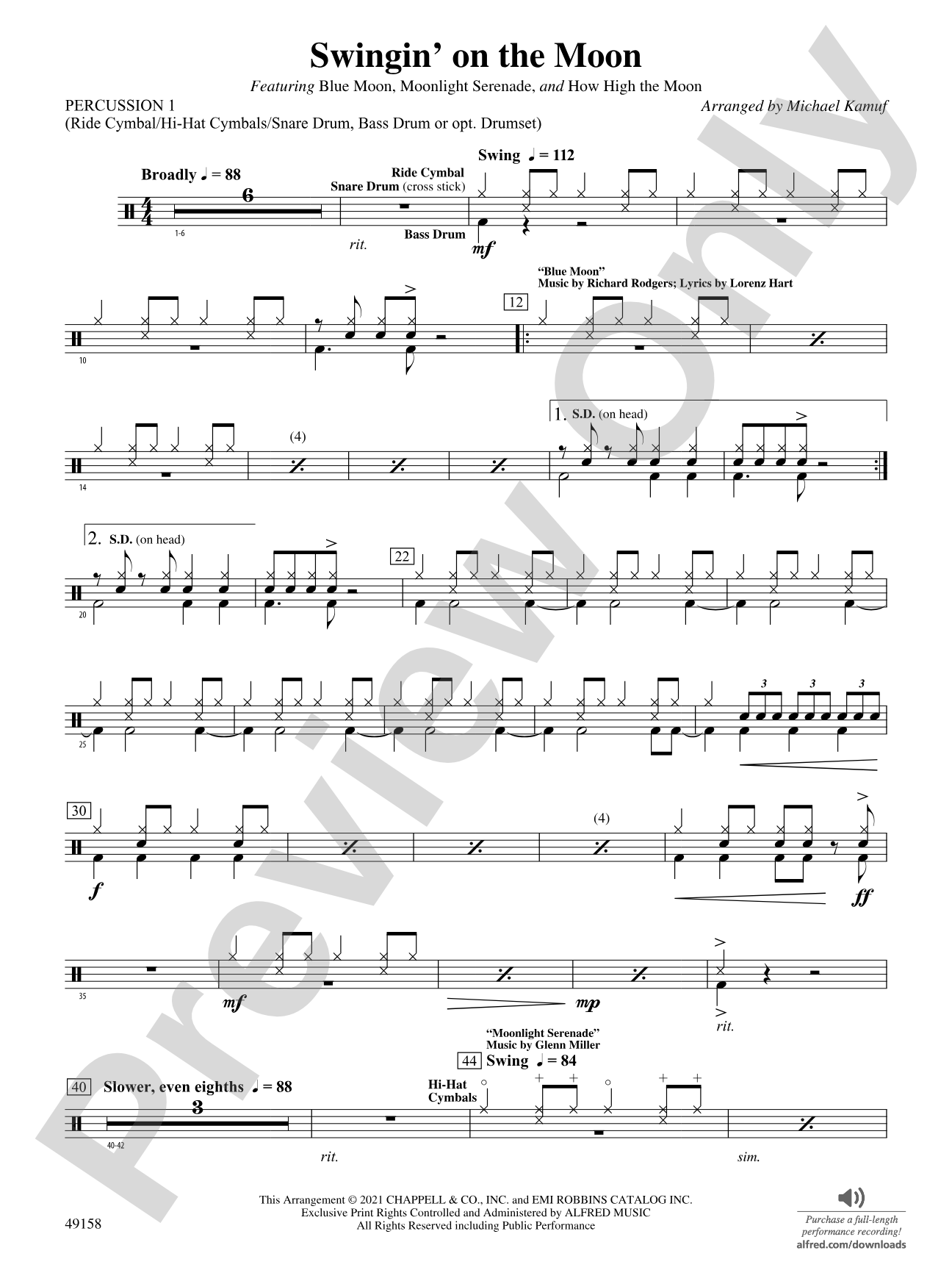 Swingin' on the Moon: 1st Percussion