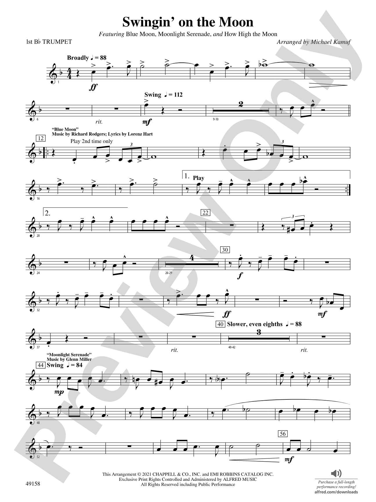Swingin' on the Moon: 1st B-flat Trumpet
