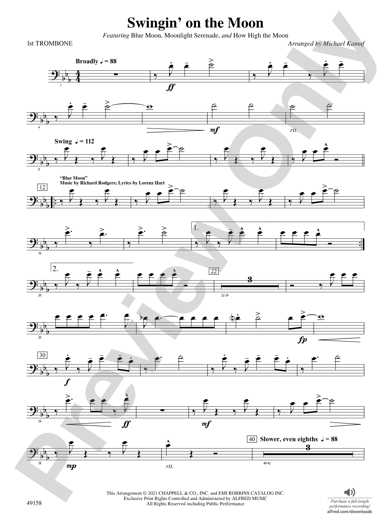 Swingin' on the Moon: 1st Trombone