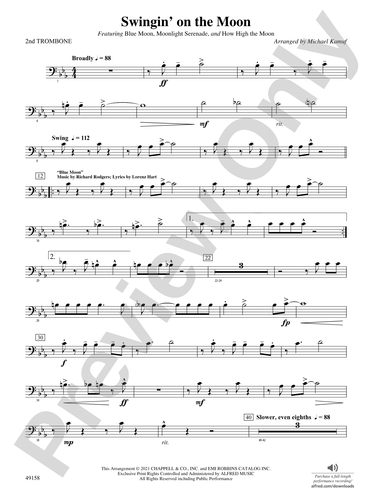 Swingin' on the Moon: 2nd Trombone