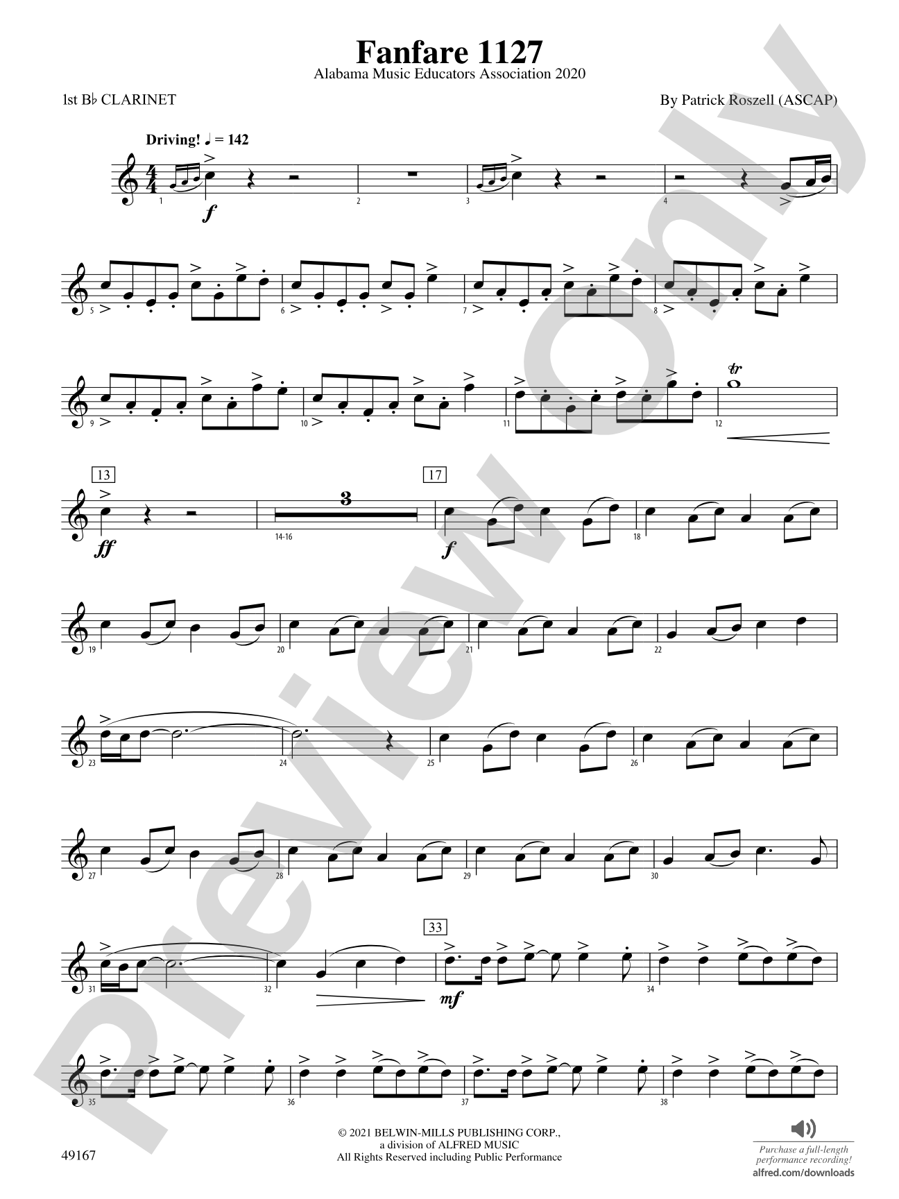 Fanfare 1127: 1st B-flat Clarinet