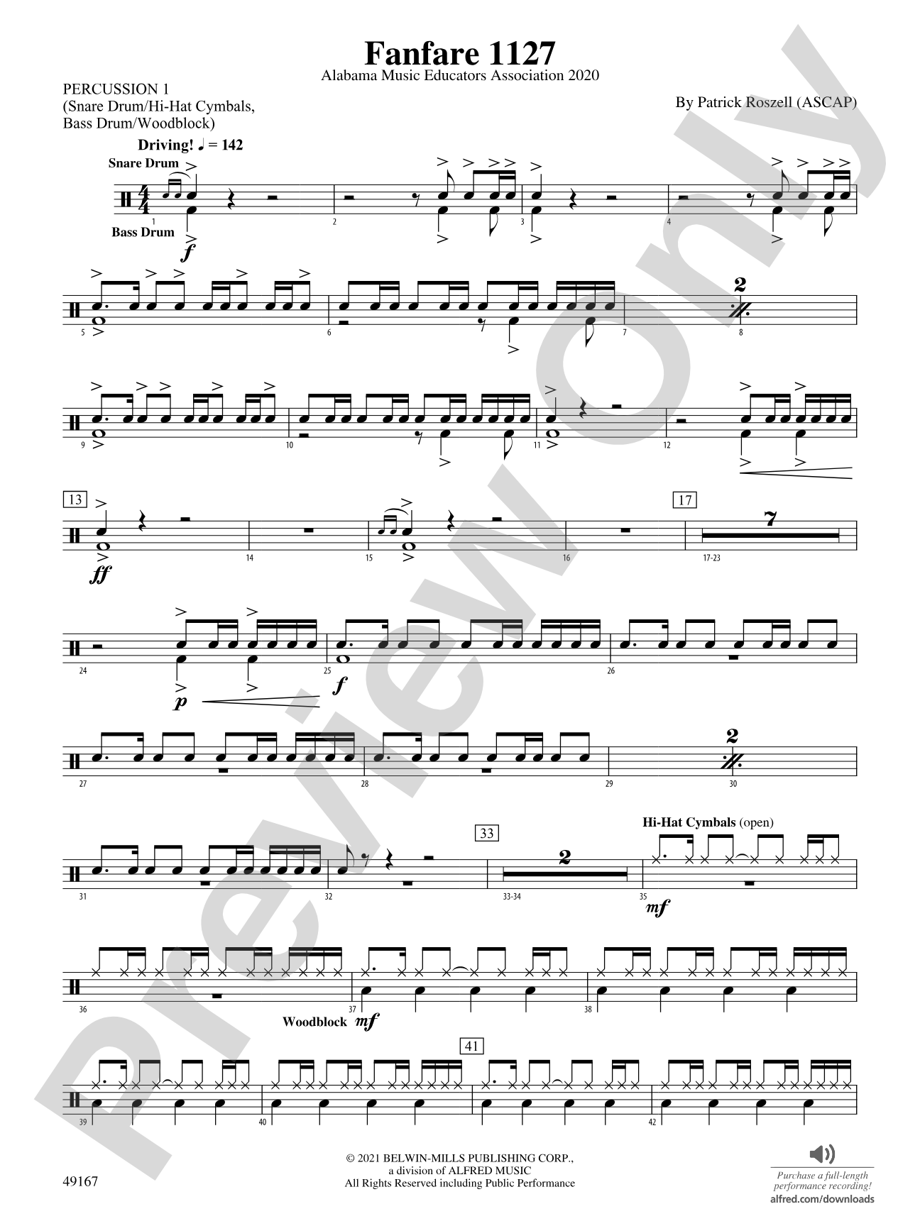 Fanfare 1127: 1st Percussion