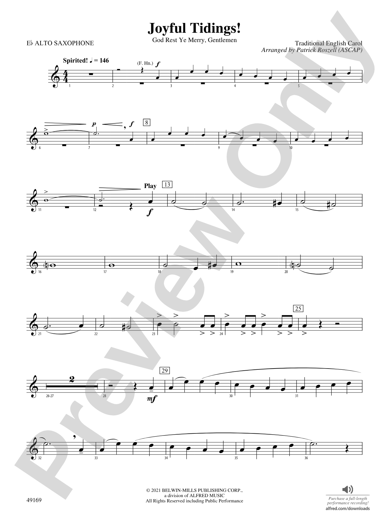 Joyful Tidings!: E-flat Alto Saxophone