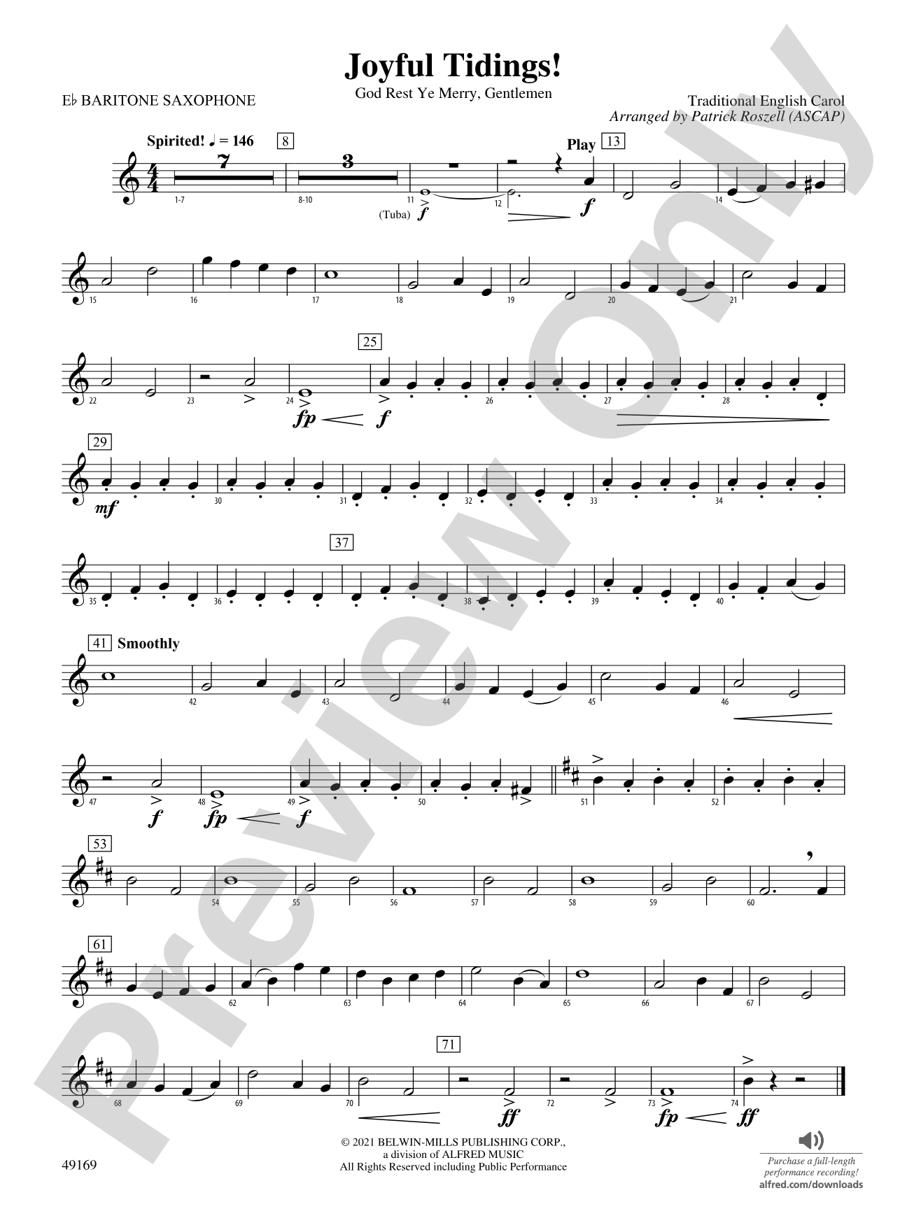 Joyful Tidings!: E-flat Baritone Saxophone