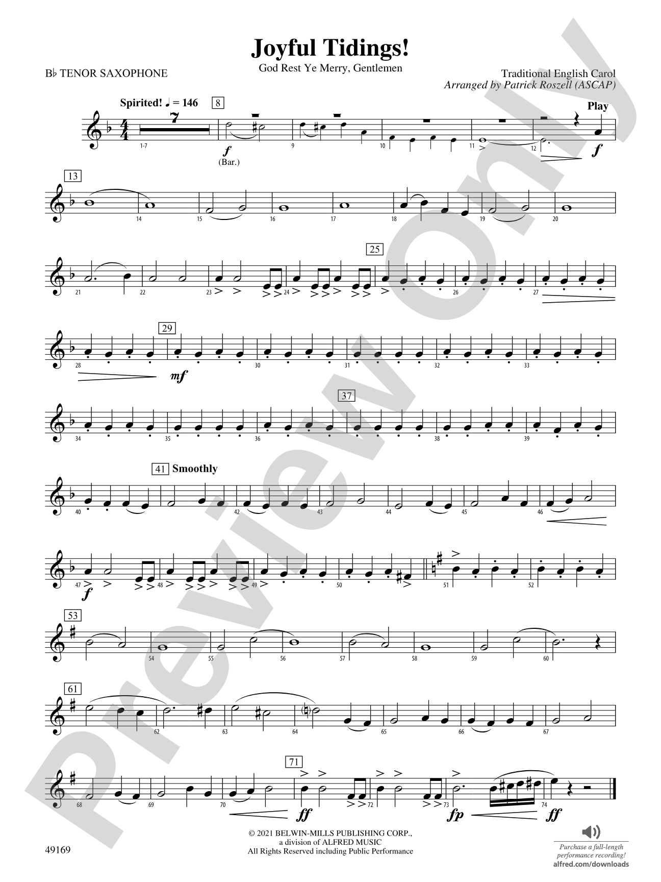 Joyful Tidings!: B-flat Tenor Saxophone